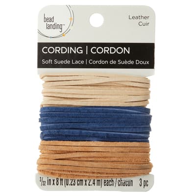 Cadet Blue, Ivory and Toast Soft Suede Lace Cording By Bead Landing™ image