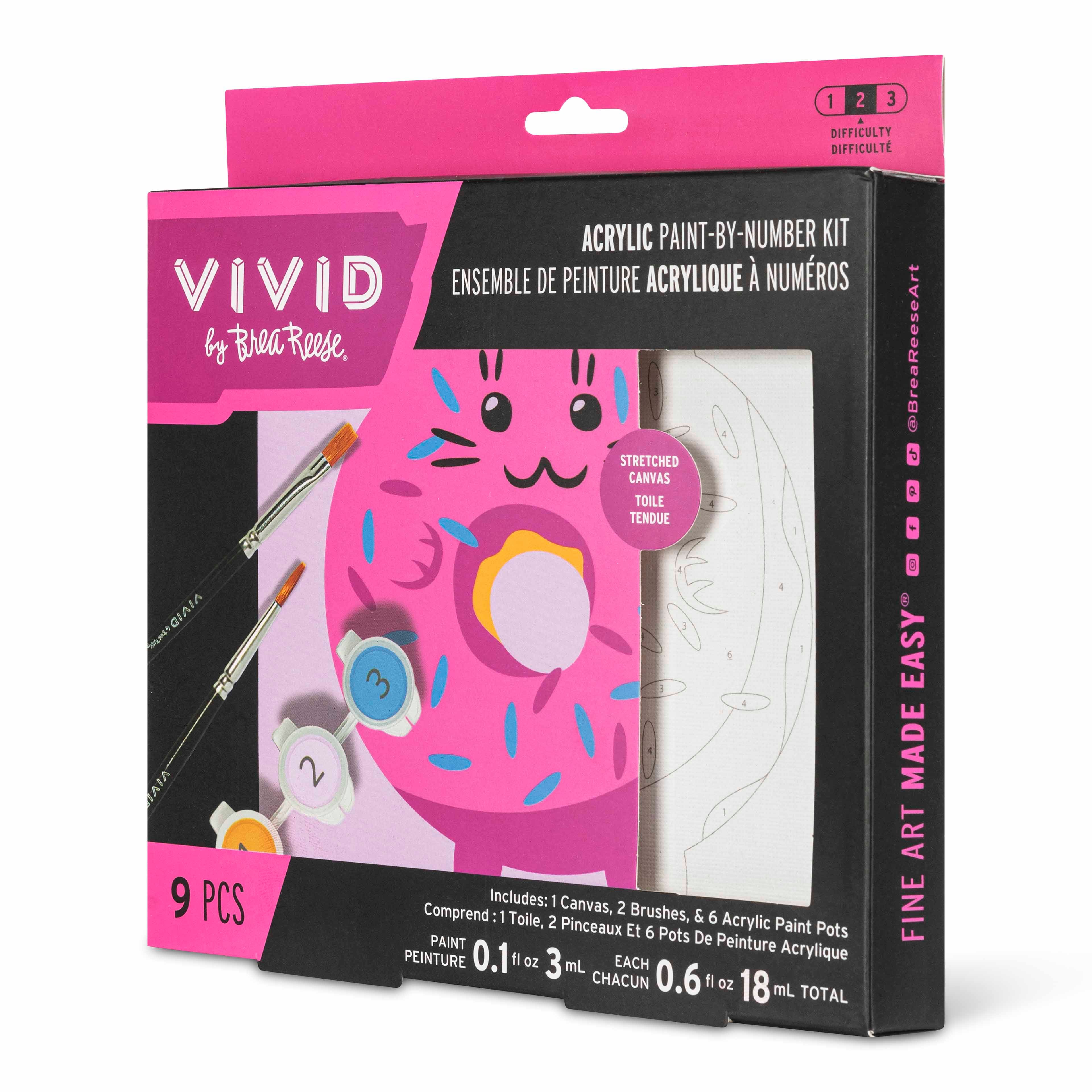 VIVID by Brea Reese® Cat Donut Acrylic Paint-by-Number Kit