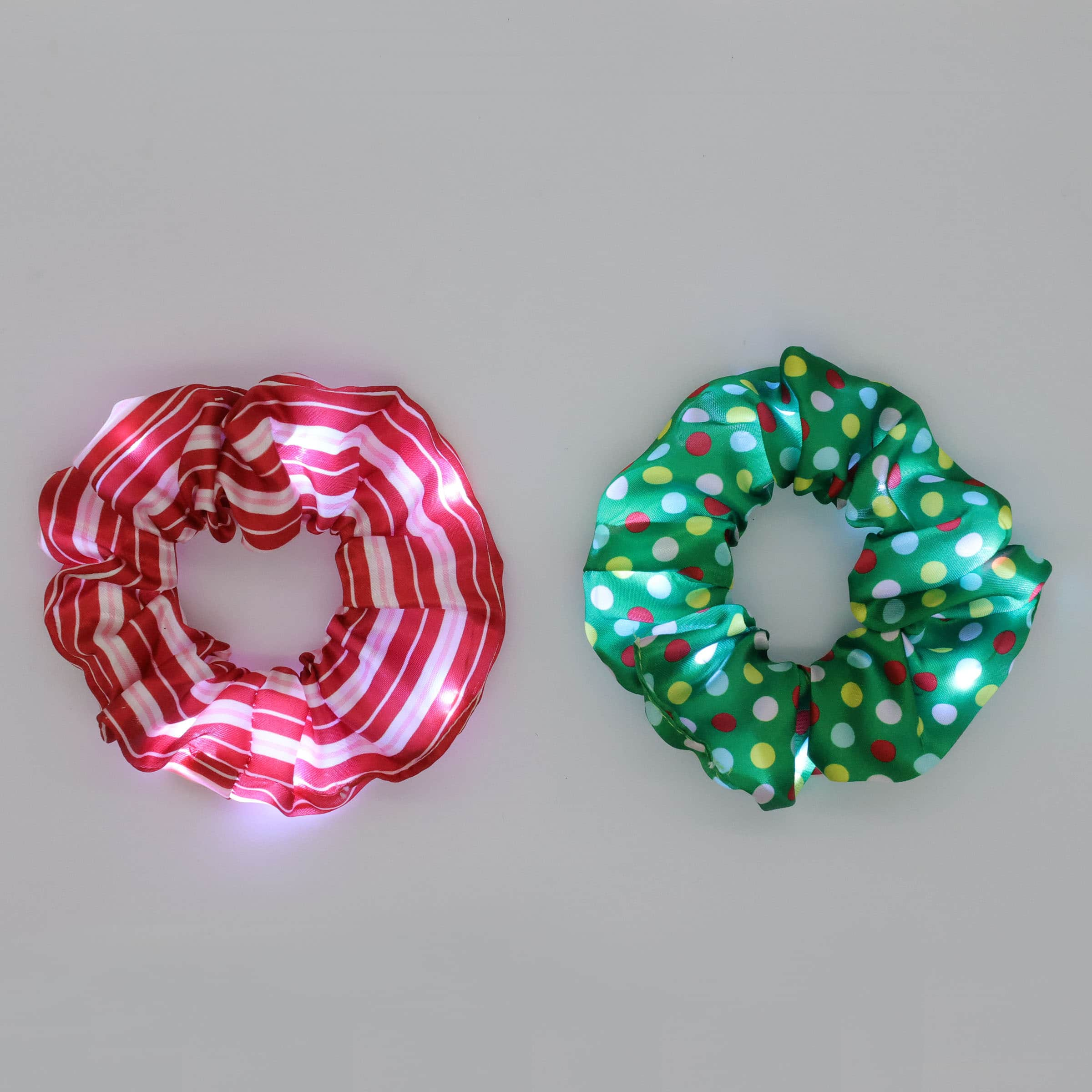 Red &#x26; Green Light Up Christmas Scrunchies, 2ct. by Creatology&#x2122;