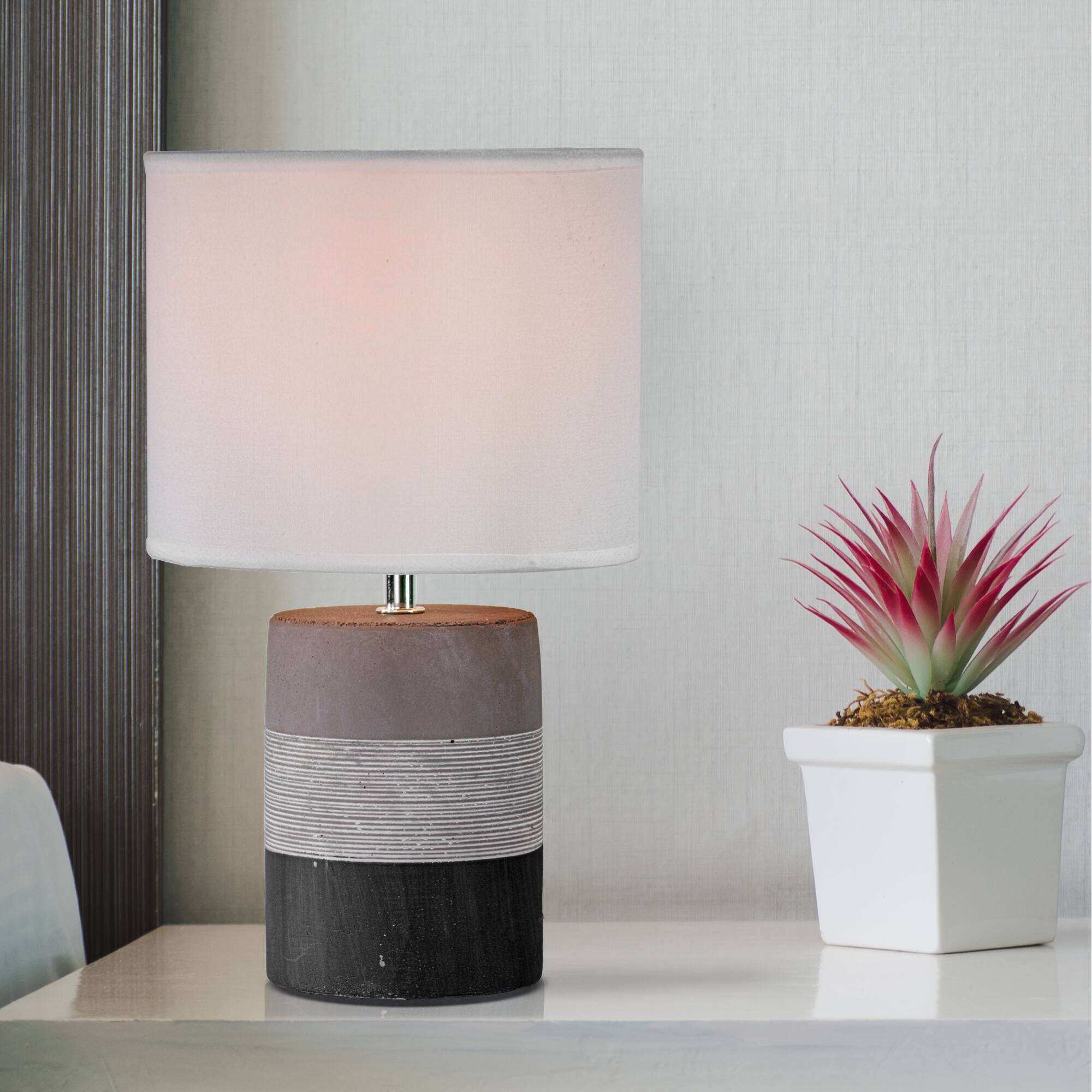 13" Tri-Tone Concrete Table Lamp with Canvas Shade