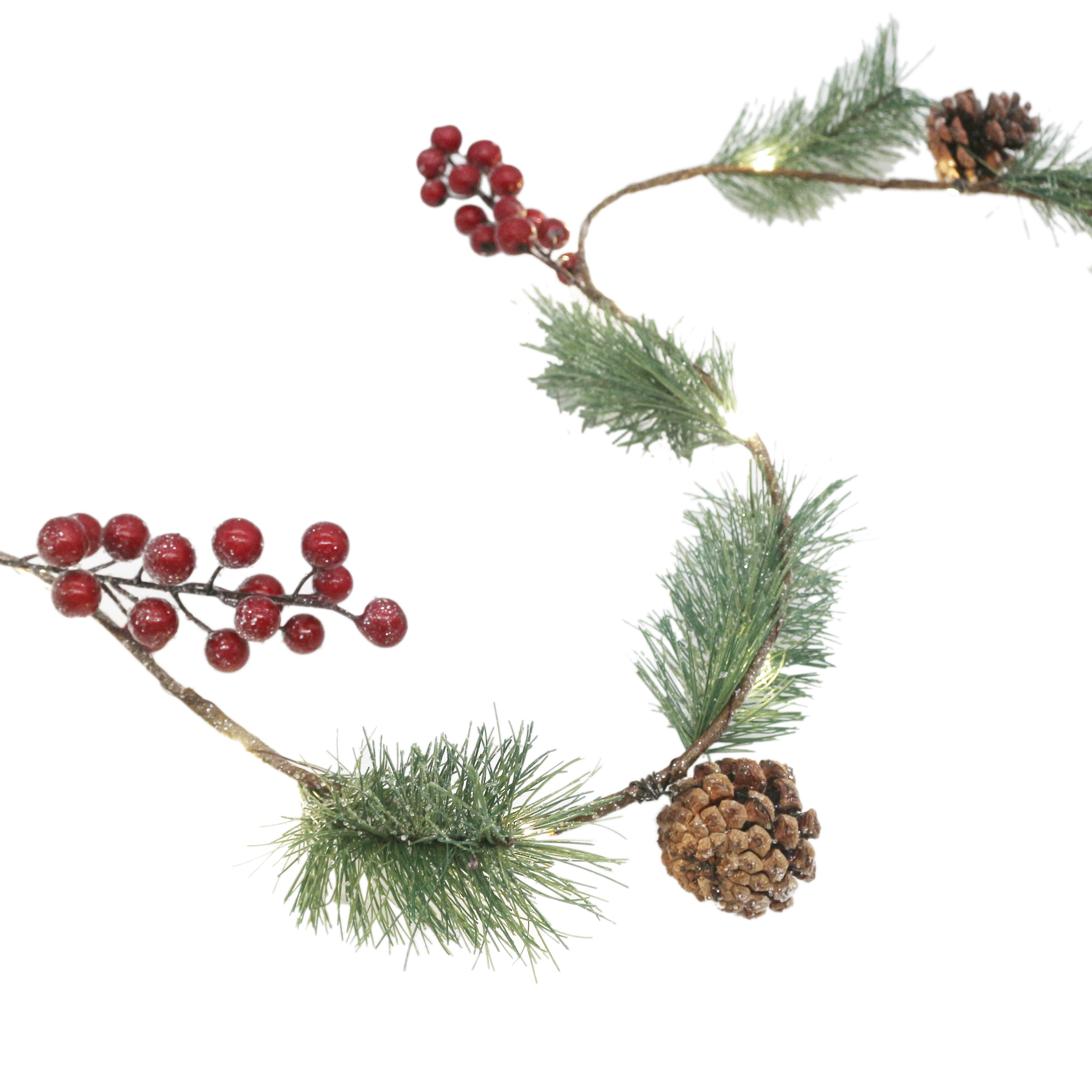 15ct. Warm White LED Iced Pine &#x26; Berry Garland String Lights by Ashland&#xAE;