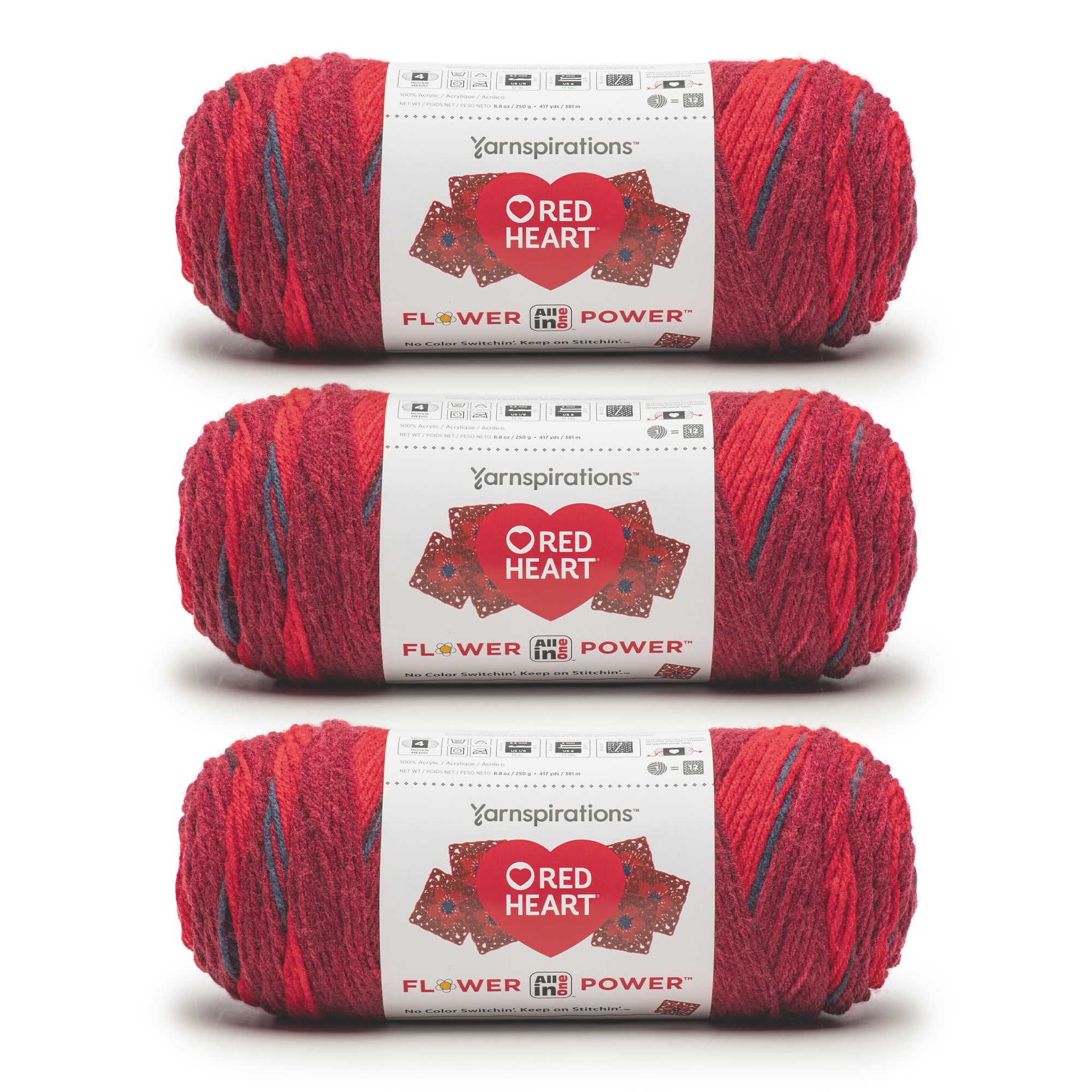 3 Pack Red Heart&#xAE; All In One Flower Power&#x2122; Yarn