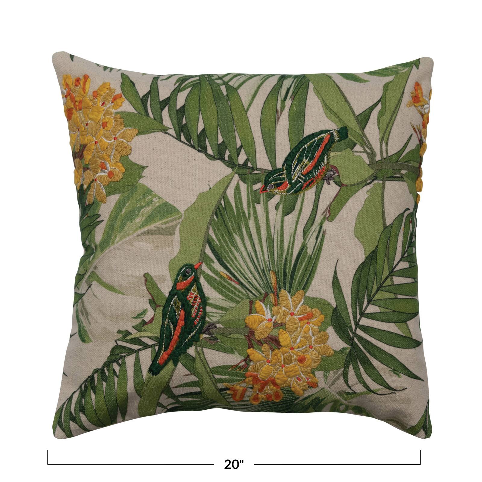 Hello Honey&#xAE; Multicolor Embroidered Birds &#x26; Florals Pillow Cover