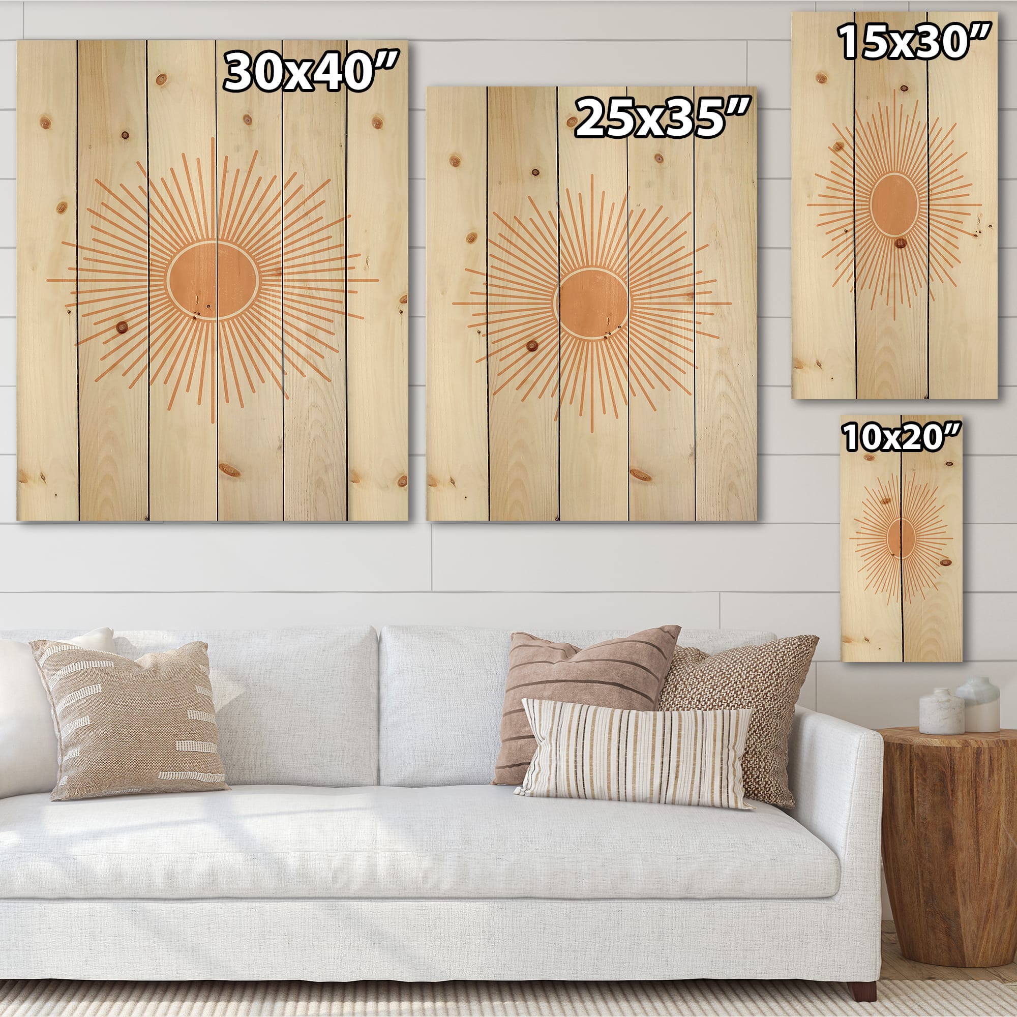 Designart - Minimalist Bright Shining Orange Sun Rays III