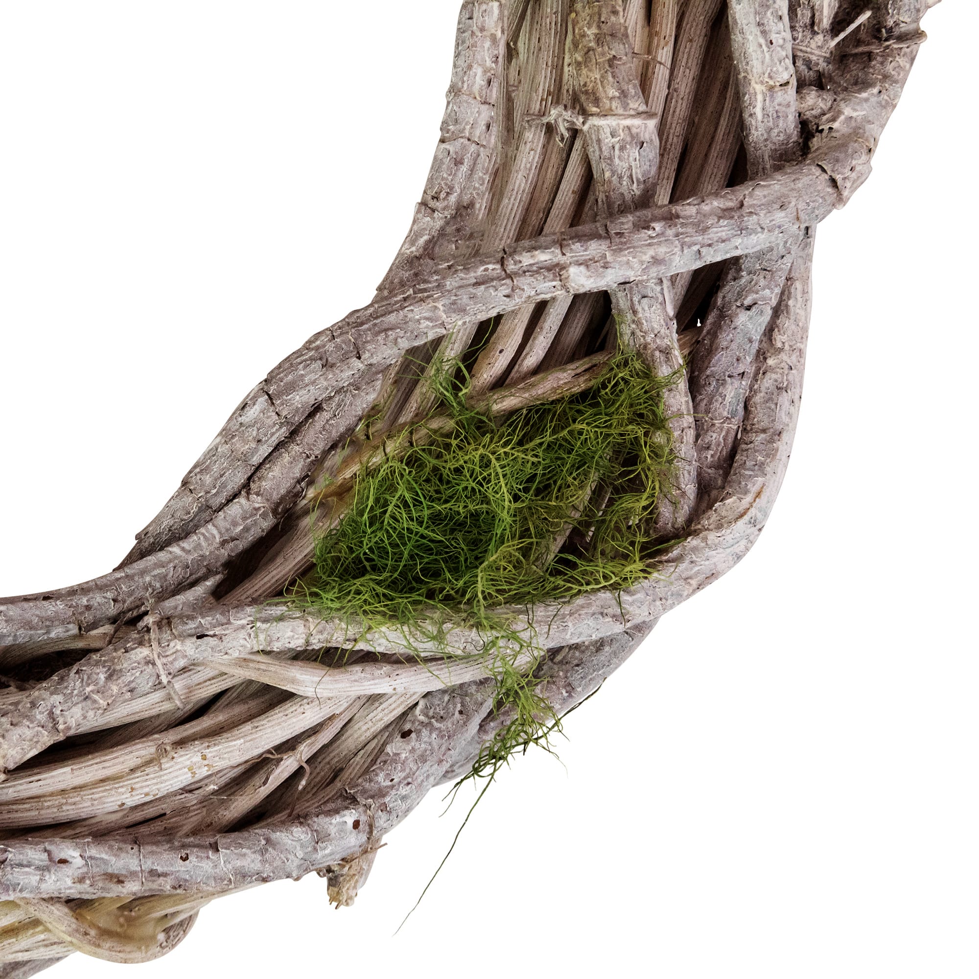 11&#x22; White Twig &#x26; Green Moss Spring Wreath