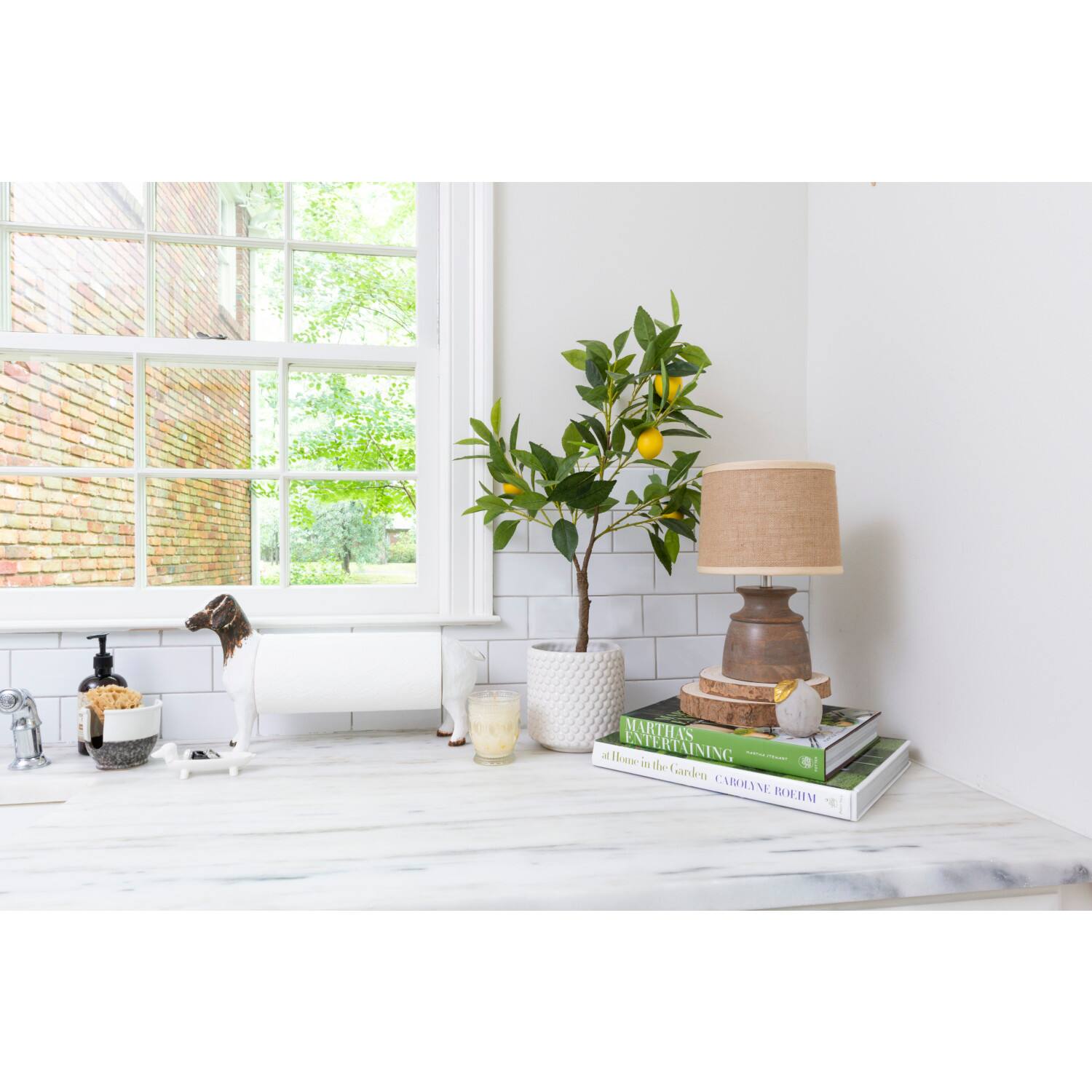 Hello Honey® 6" Round White Polka Dot Stoneware Flower Pot