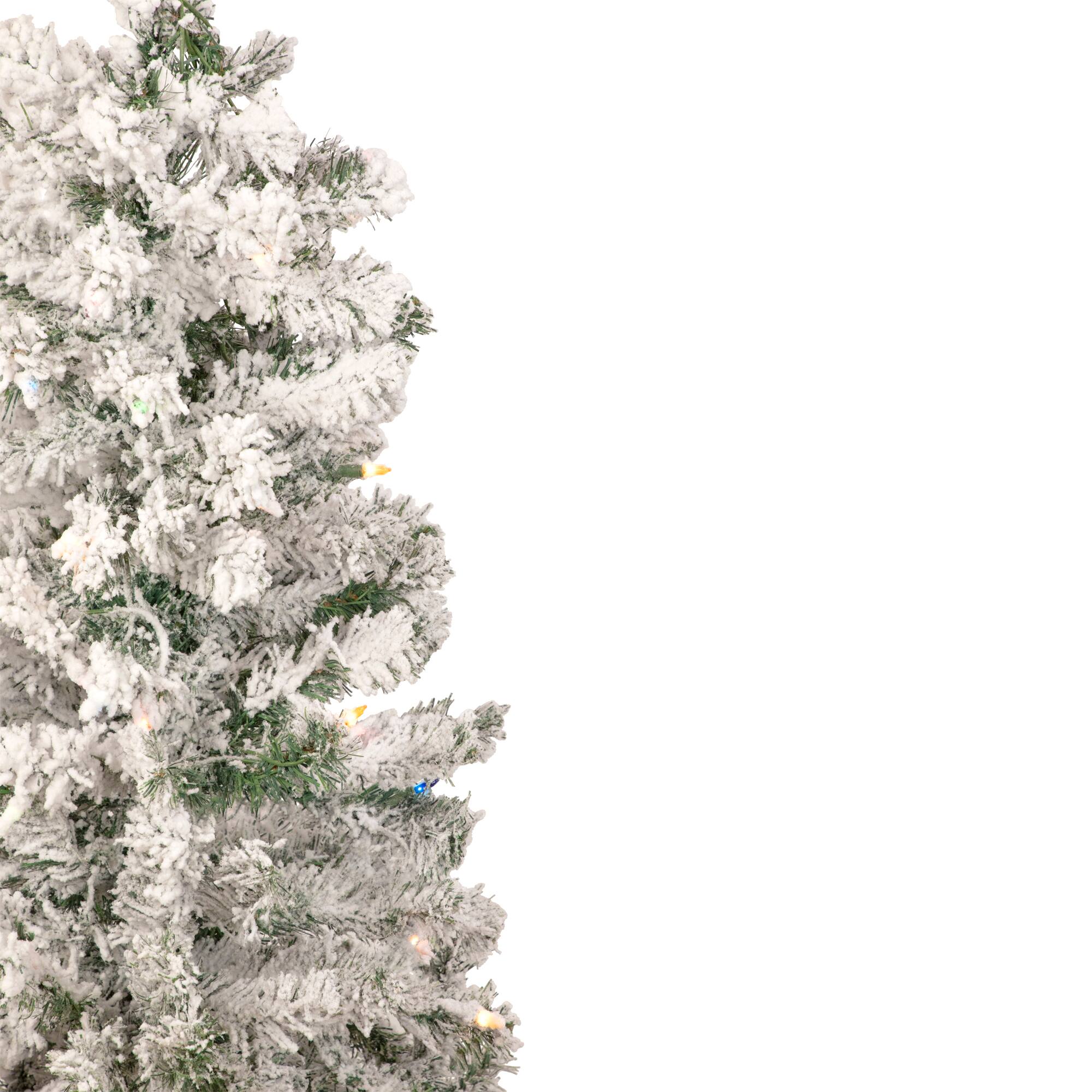 4.5ft. Pre-Lit Flocked Pine Medium Artificial Christmas Tree, Multicolor Lights