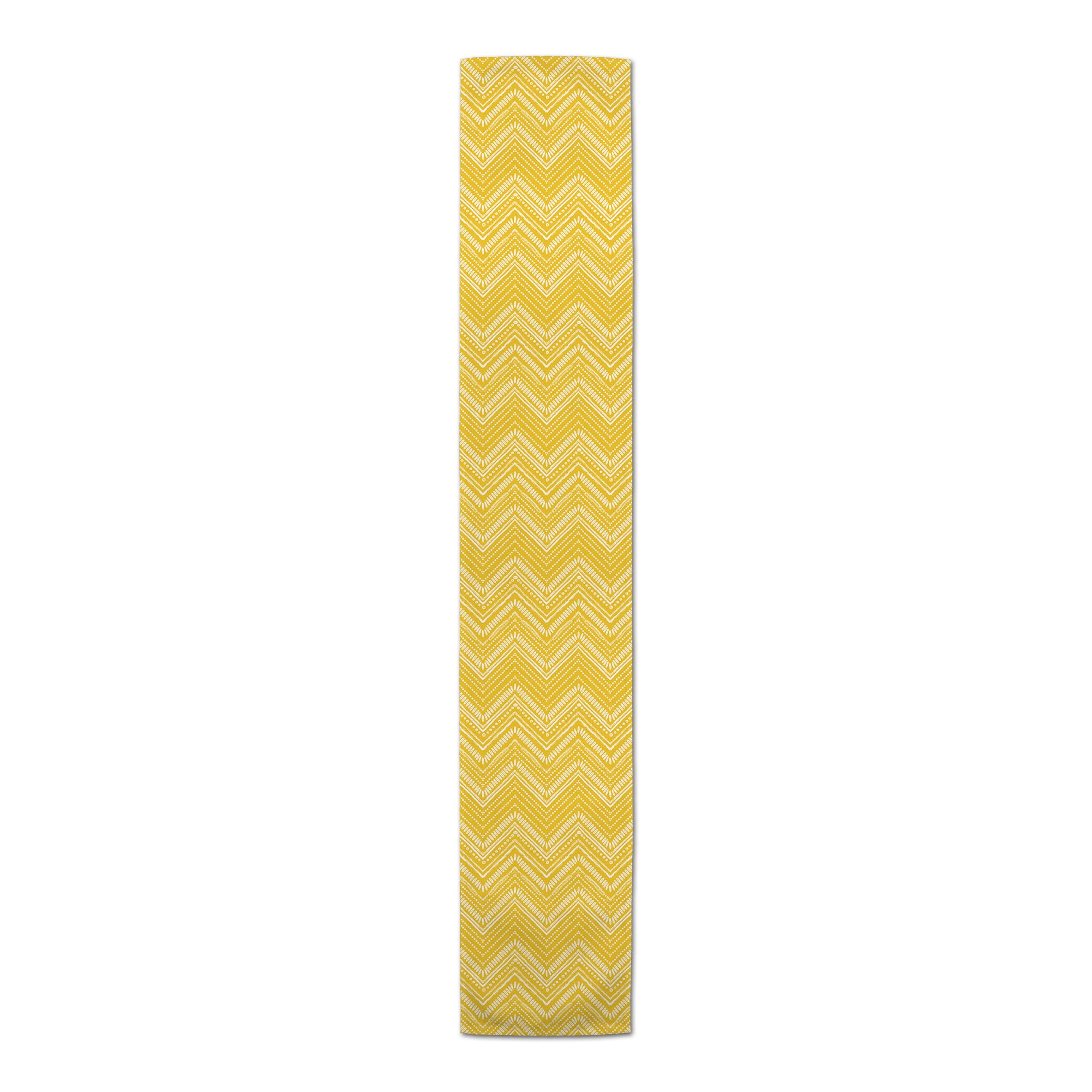 Yellow Tribal Sketches Indoor/Outdoor Table Runner