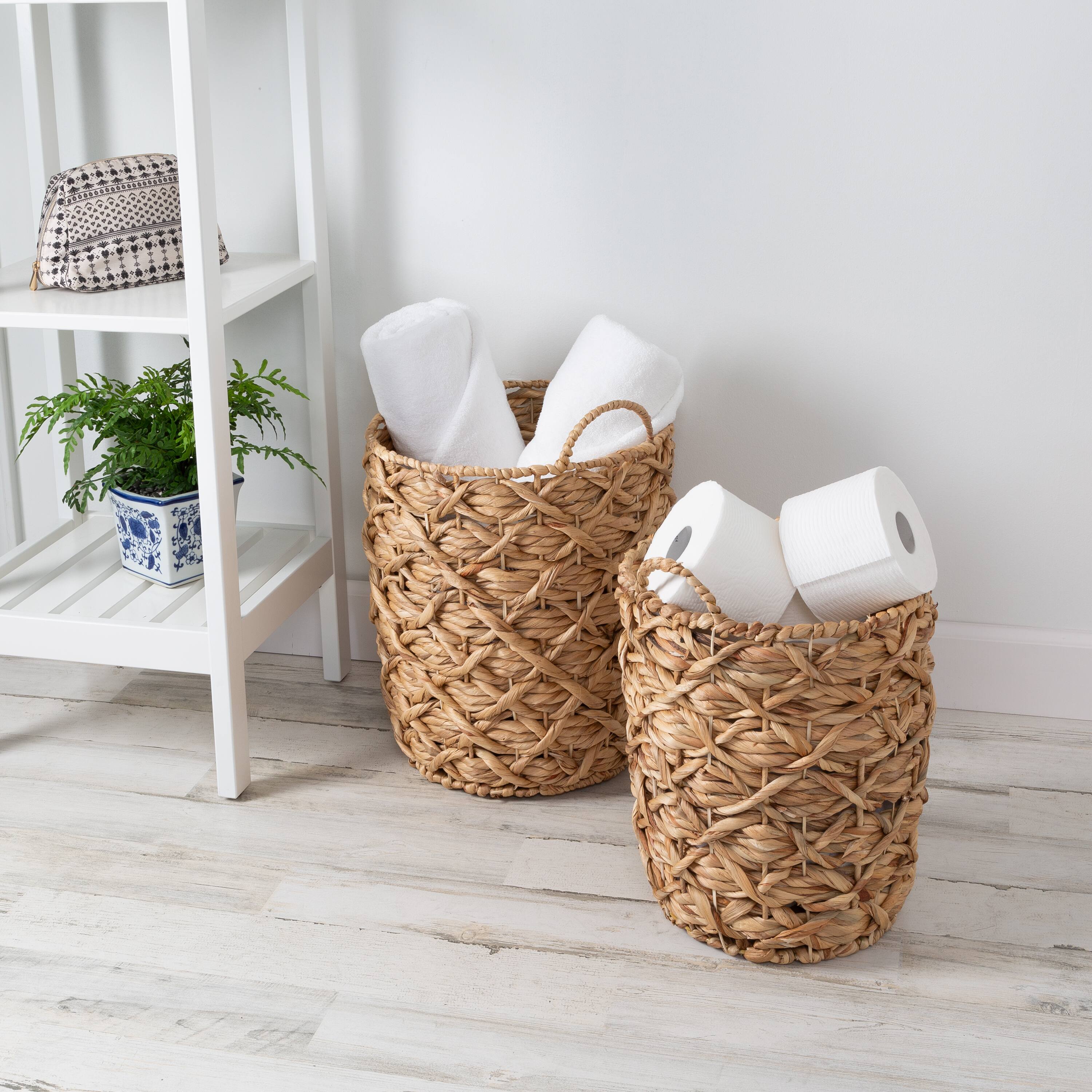 Honey Can Do Natural Round Decorative Wicker Basket Set