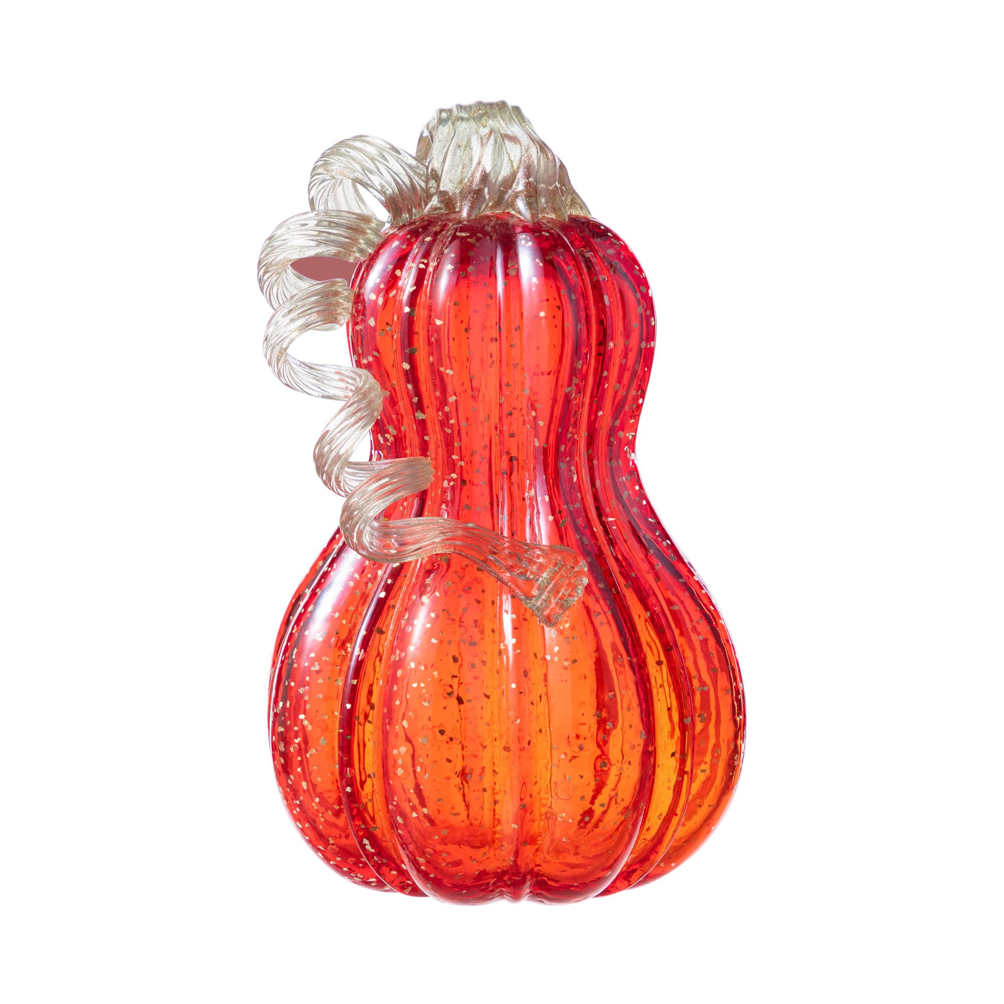 Glitzhome&#xAE; 8.5&#x22; Fall Red Glass Gourd with Glitter