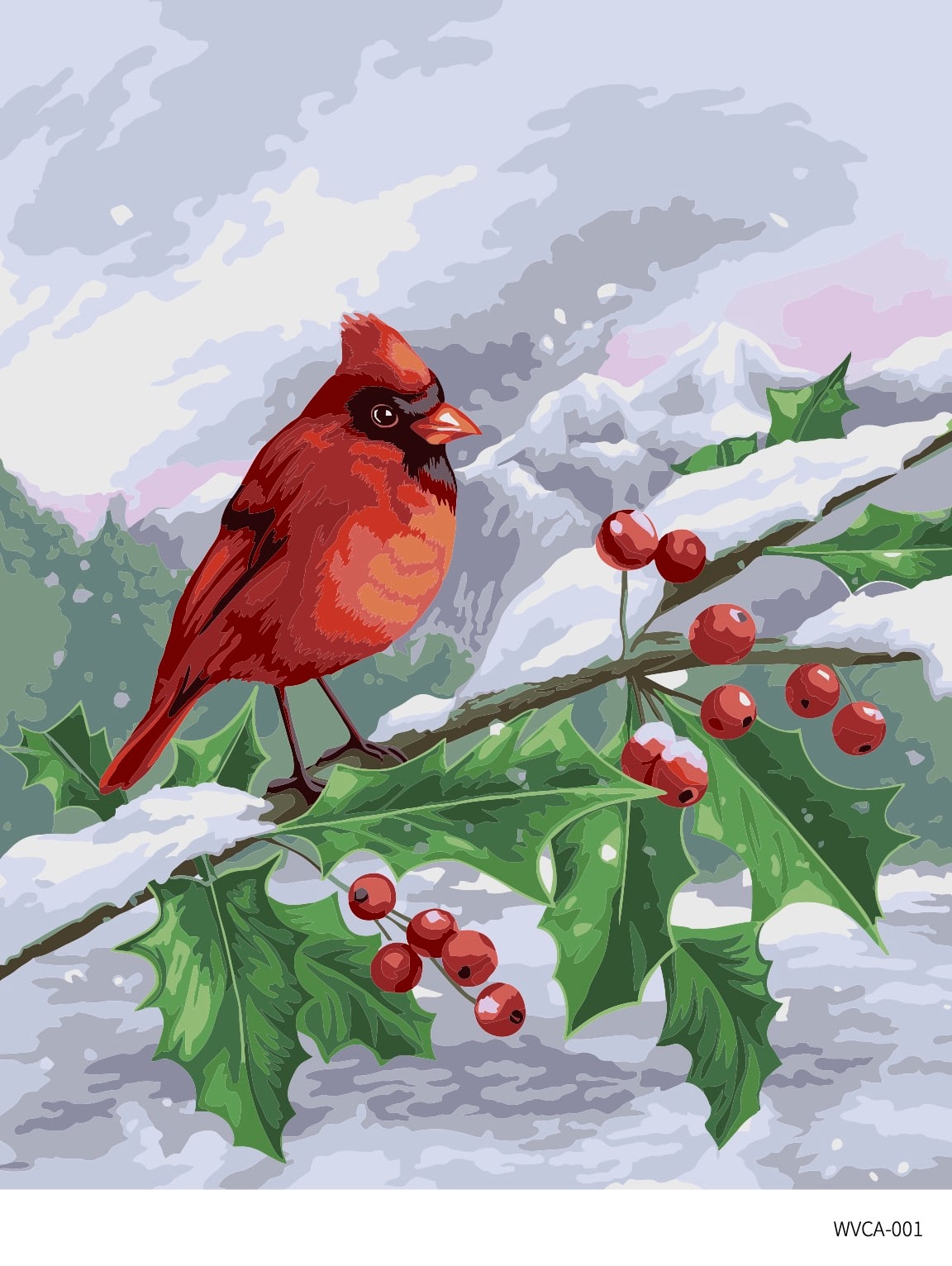 16" x 20" Cardinal with Holly Paint-by-Number Kit by Artist's Loft™
