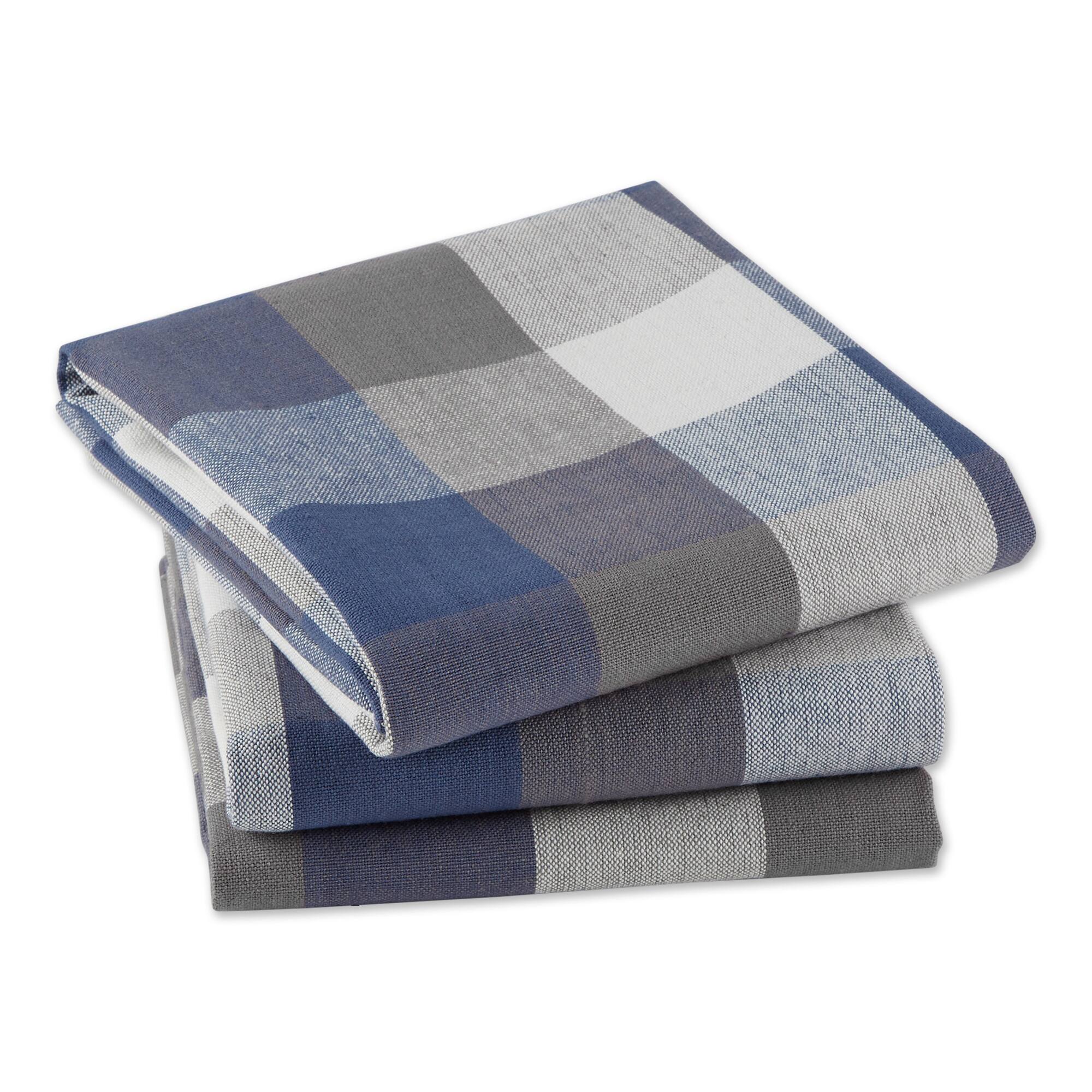 DII® Tri-Color Checkered Dish Towels, 3ct.