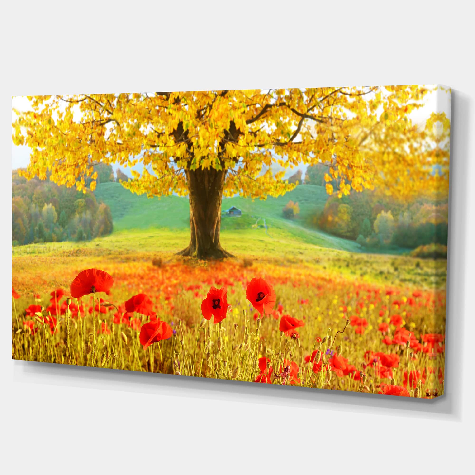 Designart - Beautiful Autumn Yellow Tree - Floral Canvas Art Print