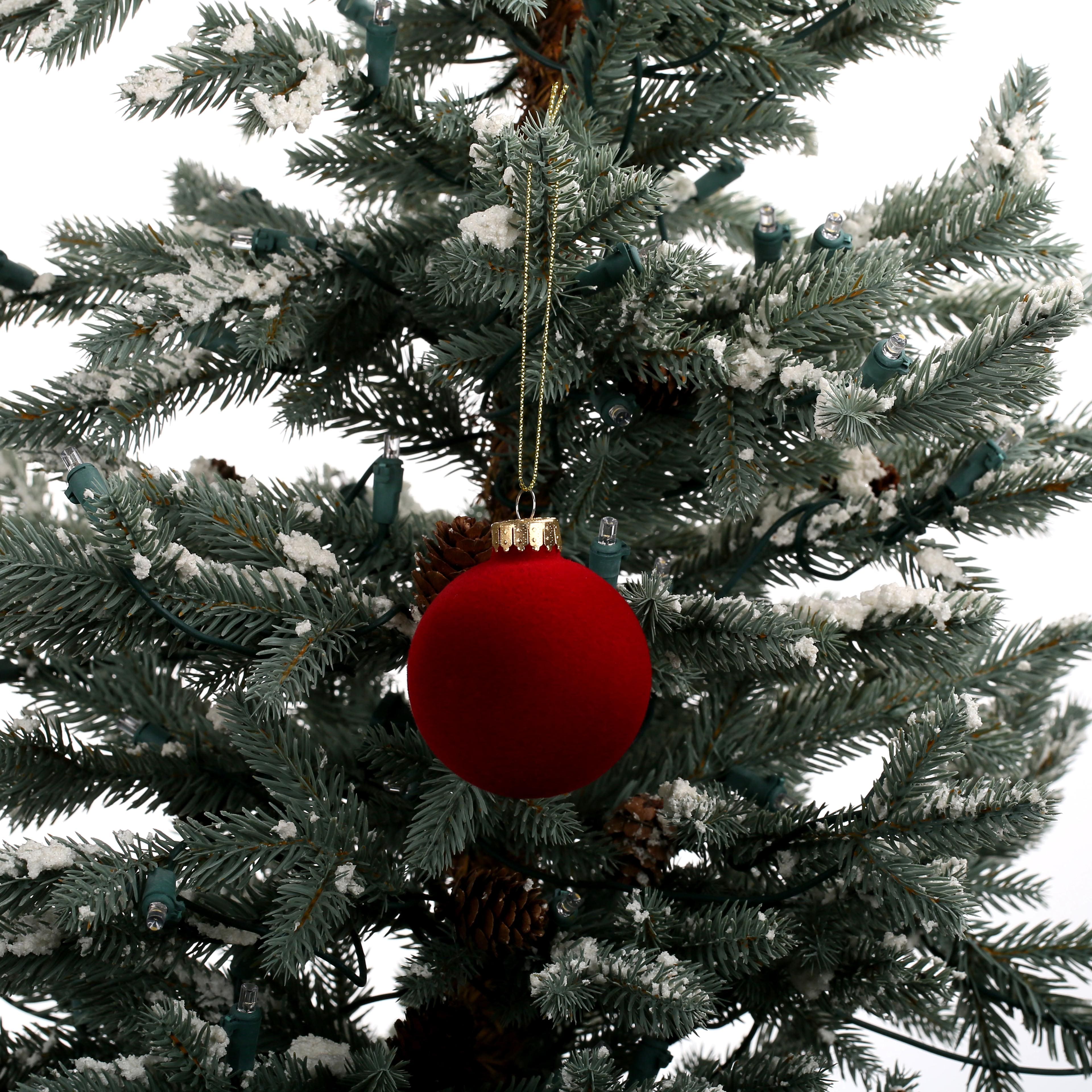 8 Pack 2.5&#x22; Flocked Glass Ball Ornaments by Ashland&#xAE;