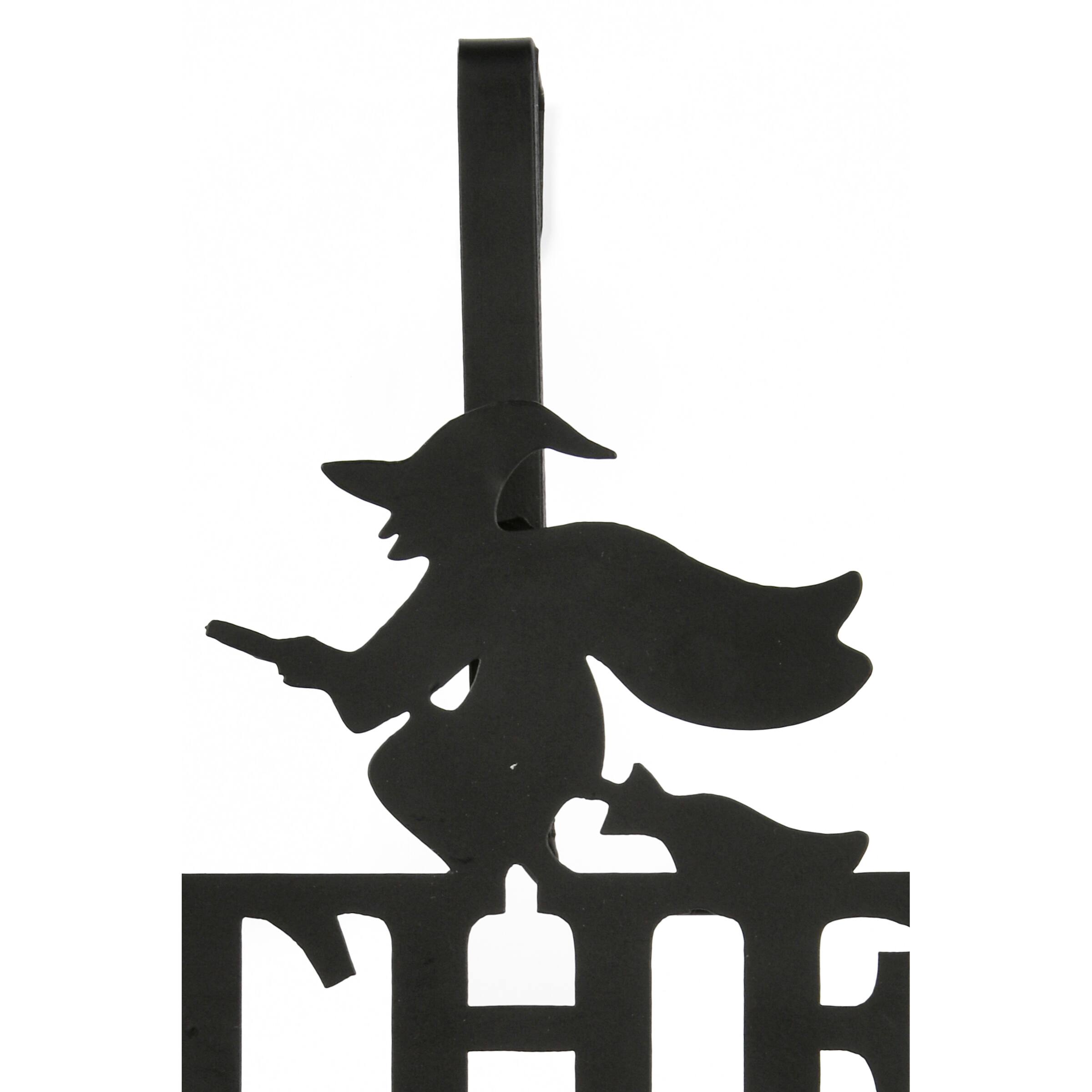 18" Halloween The Witch Is In Wreath Hanger