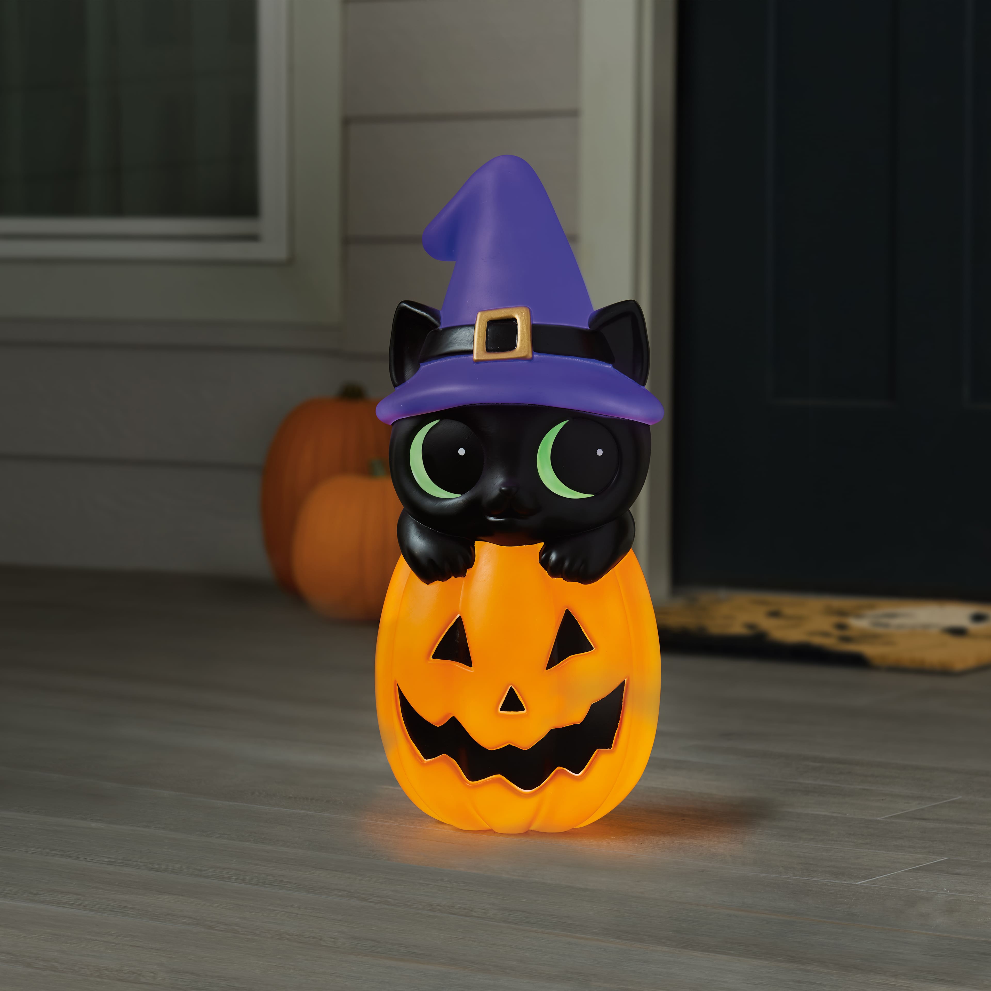 24&#x22; LED Lighted Cat &#x26; Pumpkin Blow Mold by Ashland&#xAE;