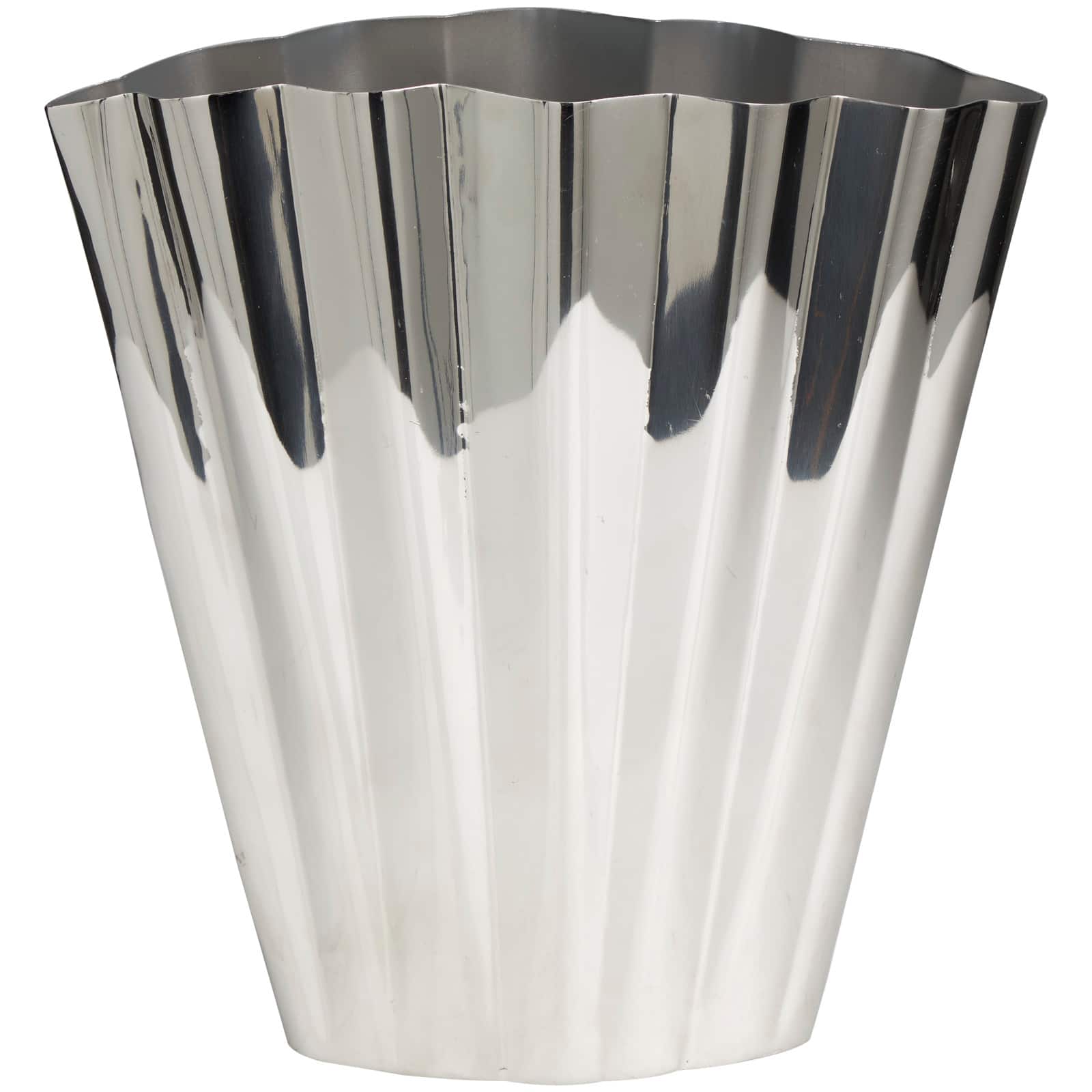 12" Silver Stainless Steel Vase with Zig Zag Edging