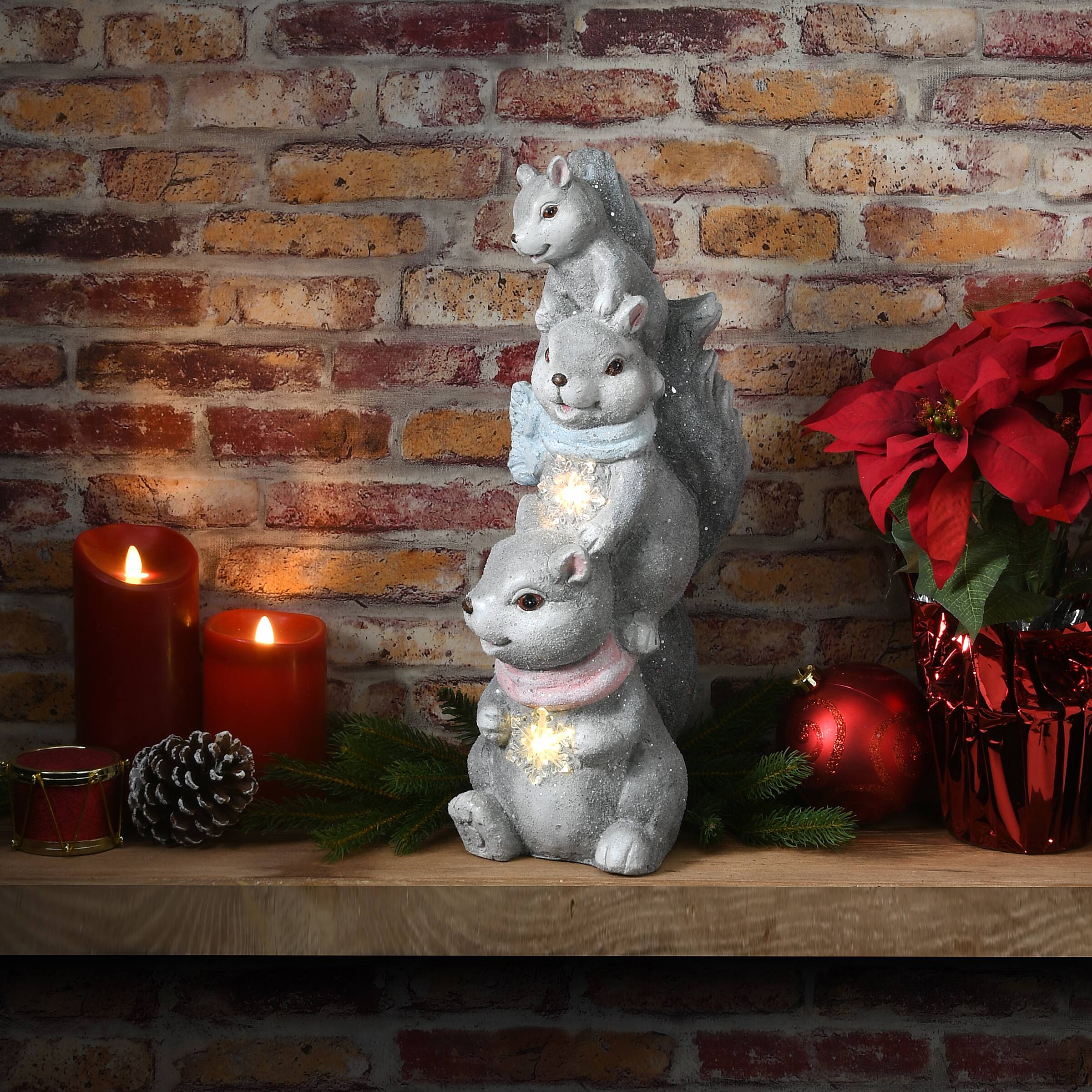 19" LED Squirrel Trio Figurine