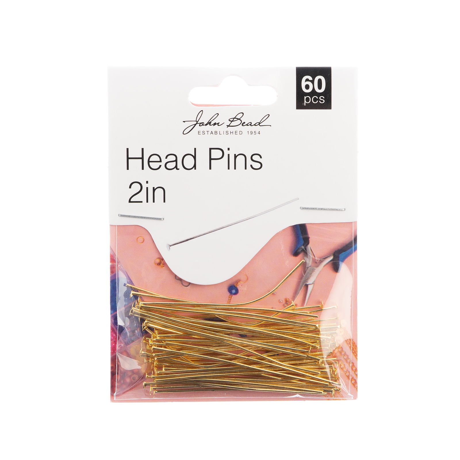 John Bead Must Have Findings 2" Head Pins, 60ct.
