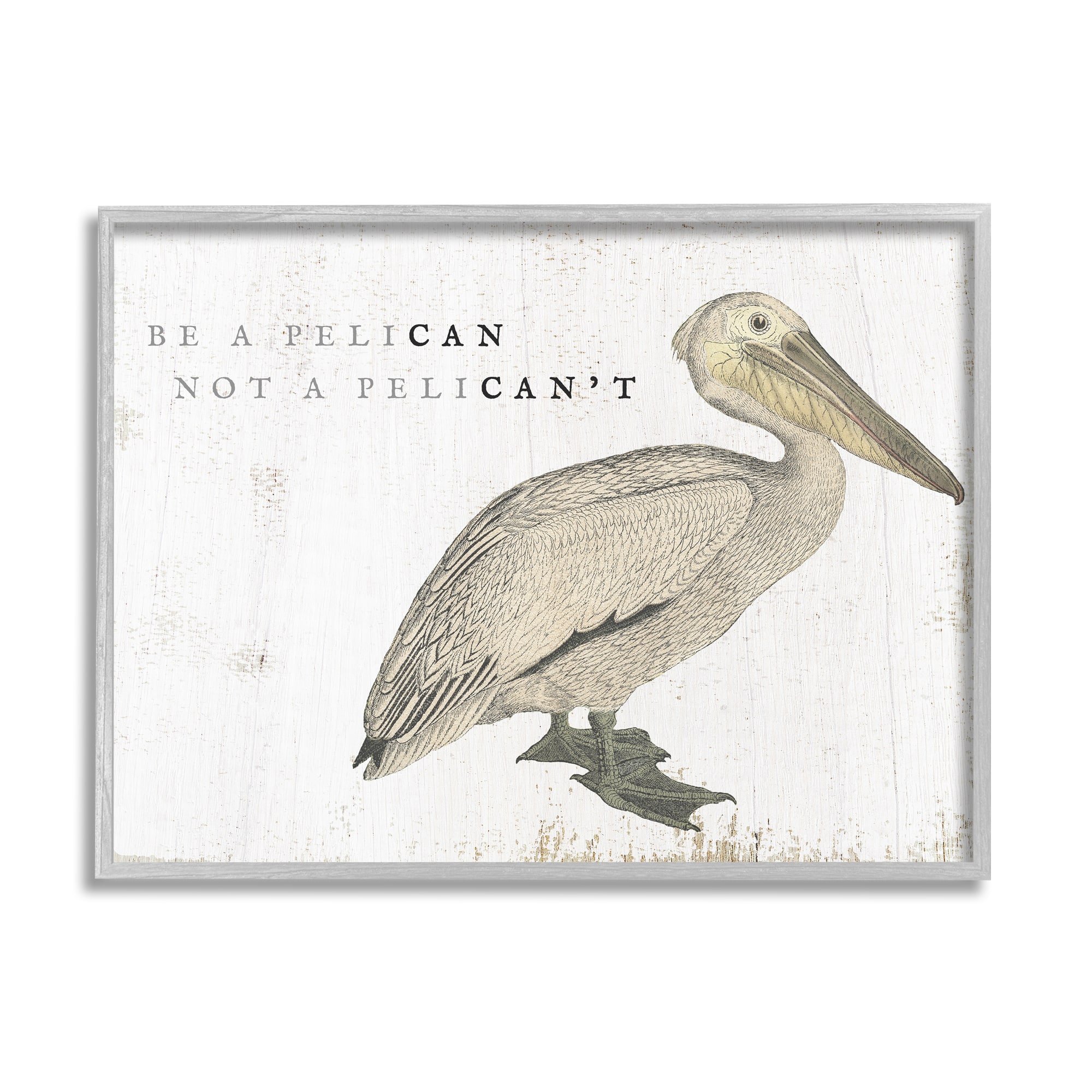 Stupell Industries Be Pelican not Pelican't Funny Beach Phrase Pun Framed Wall Art