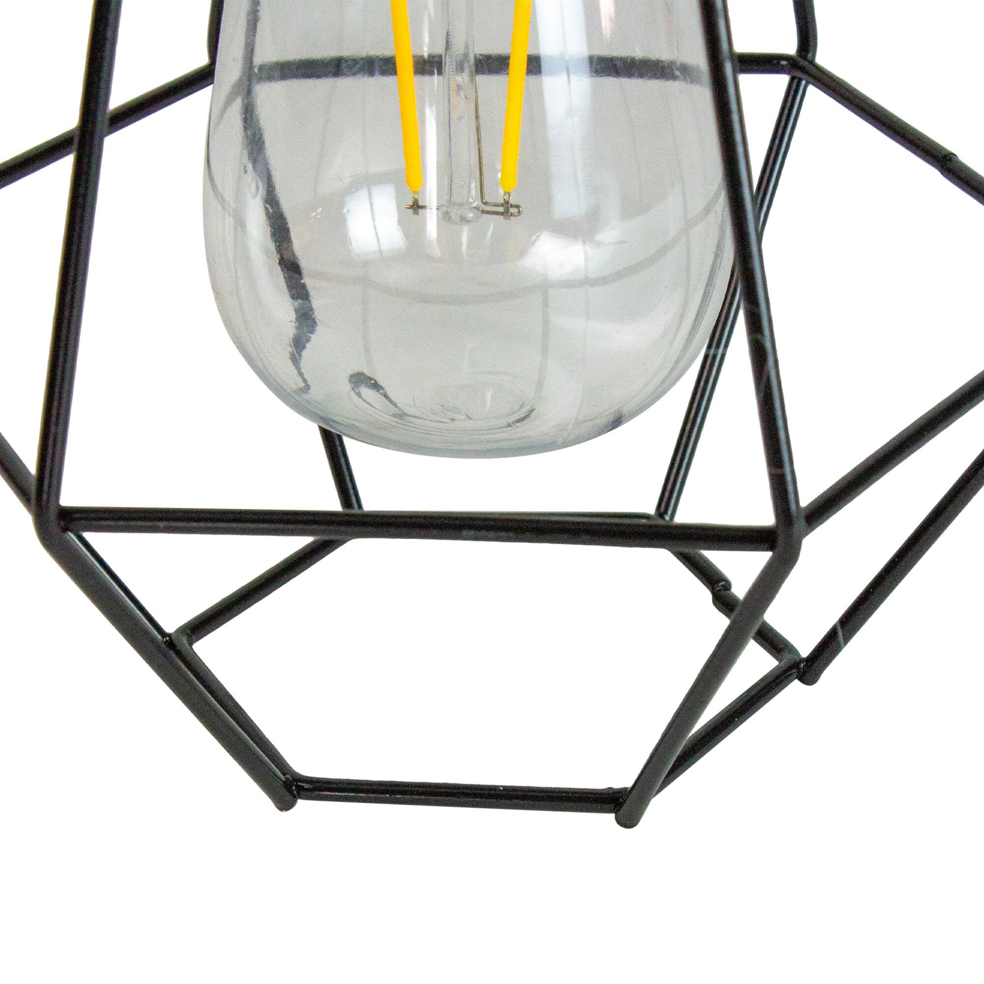 7.5&#x22; Black Geometric Outdoor Hanging Solar Lantern