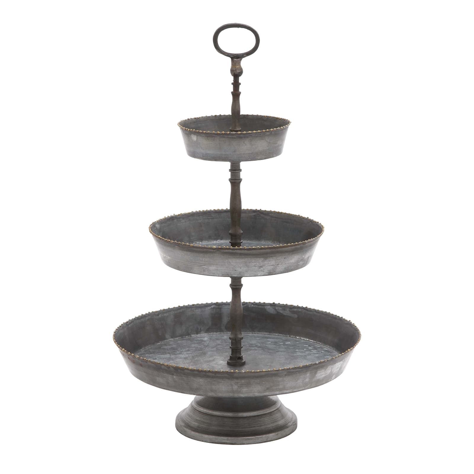 22" Gray Iron Farmhouse 3 Tier Tray Stand