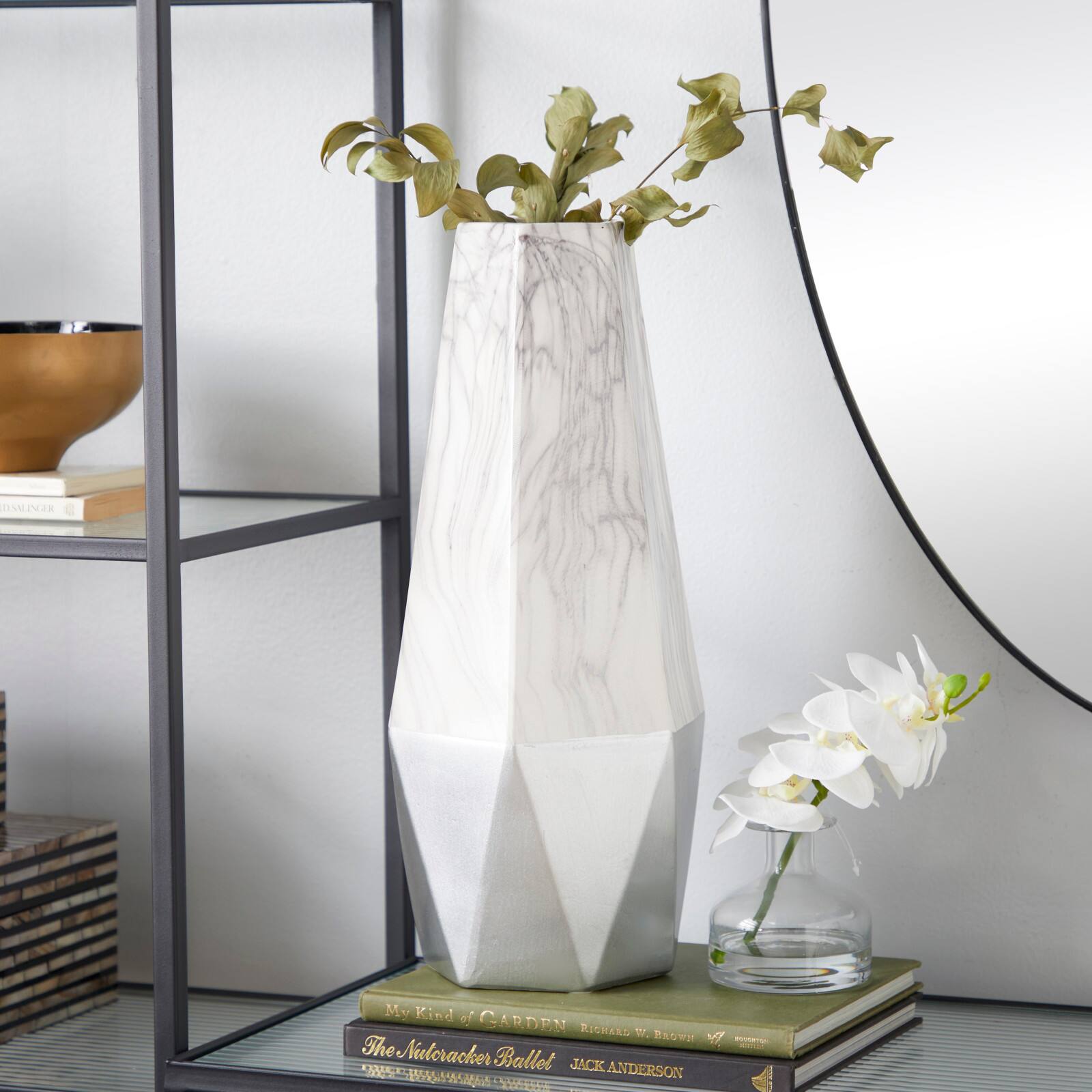 18&#x22; Gray Stoneware Contemporary Vase