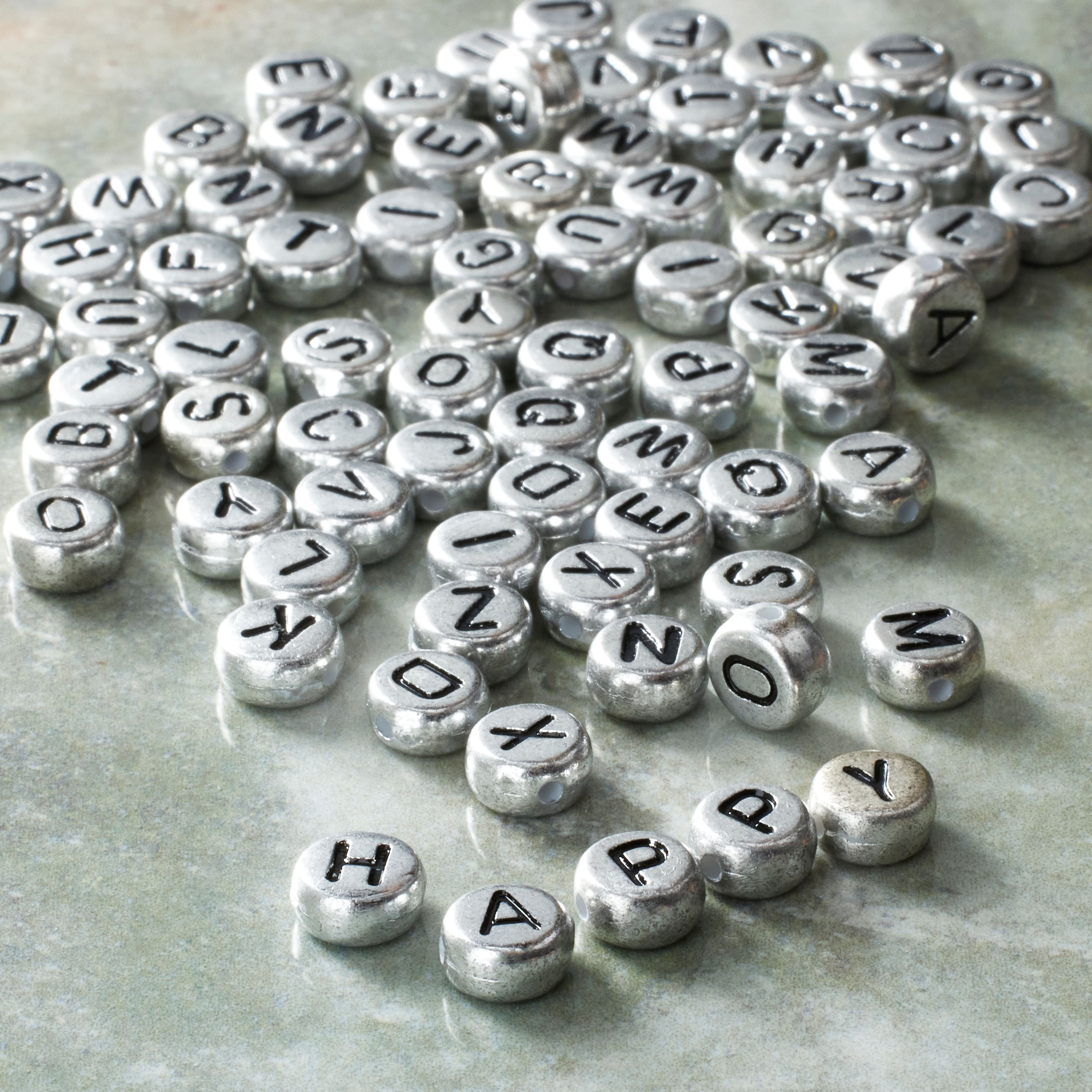 12 Packs: 78 ct. (936 total) Silver Round Alpha Beads, 3.8mm by Bead Landing&#x2122;