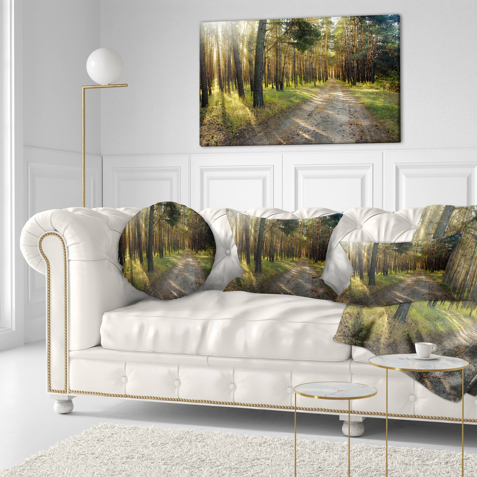 Designart - Road Through Green Pine Forest - Landscape Photography Canvas Print