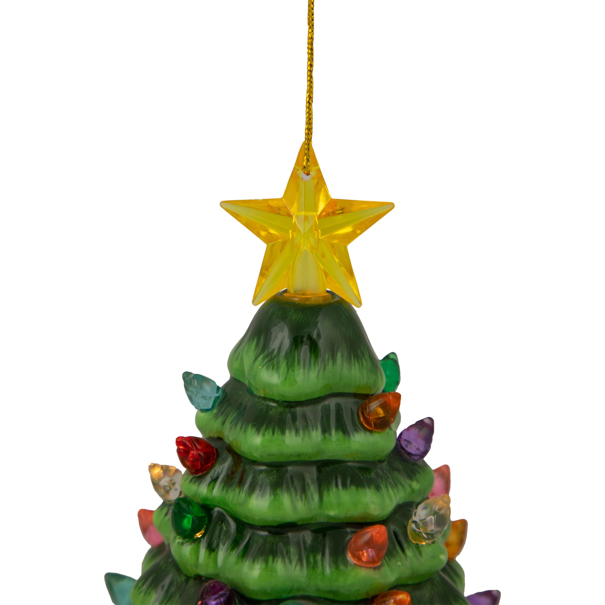 5" Green LED Retro Christmas Tree Ornament