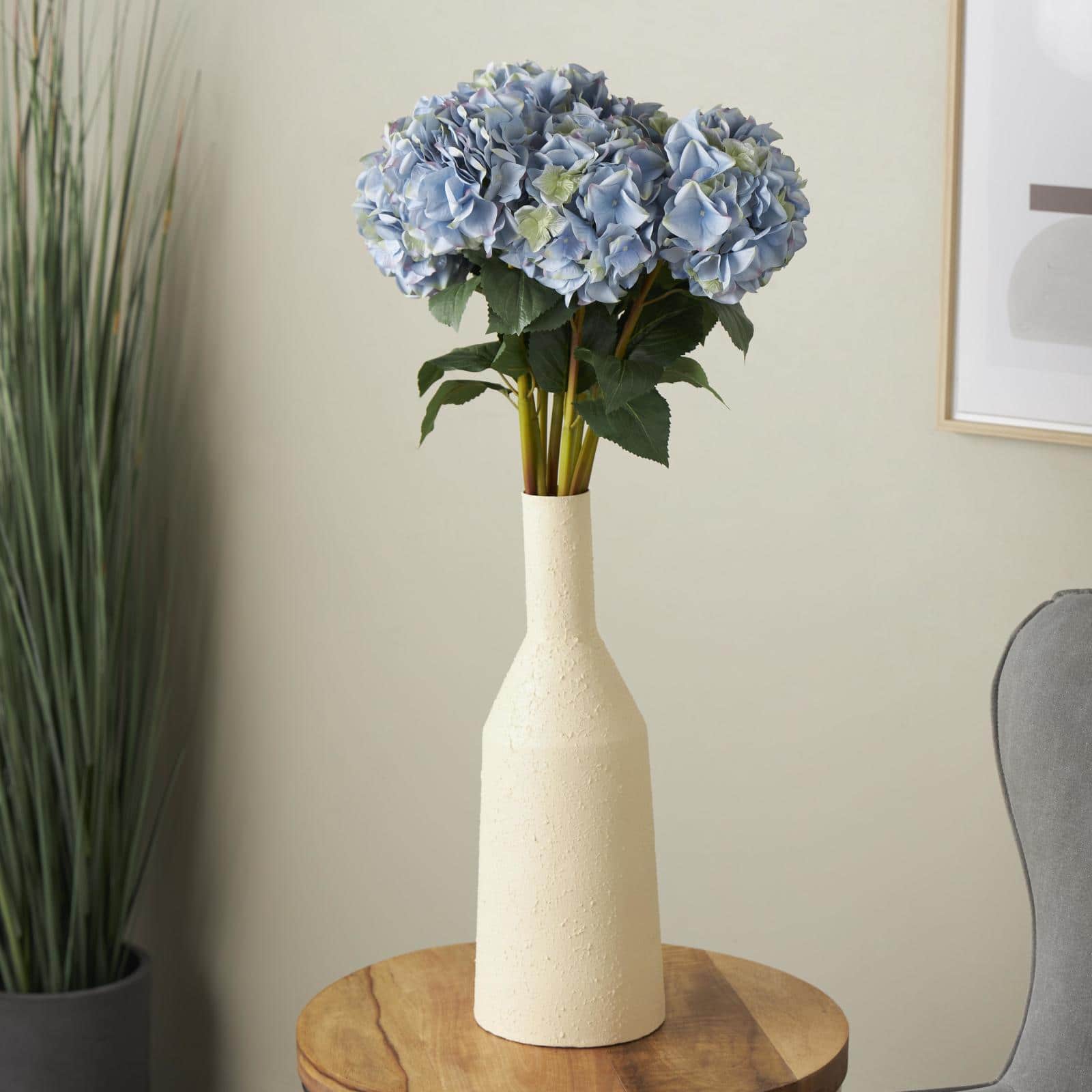 33" Blue Hydrangea Artificial Flower Stem
