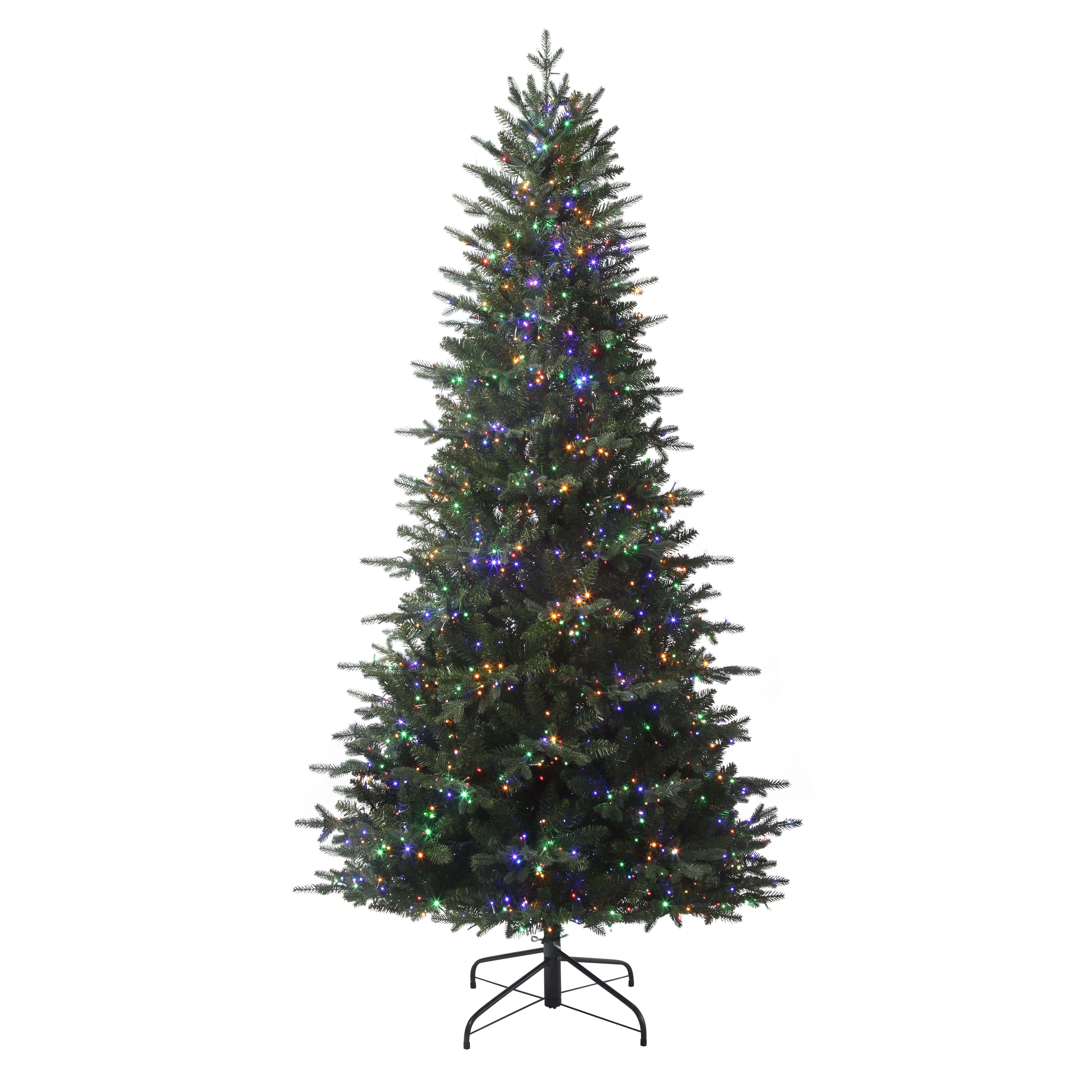 7.5ft. Pre-Lit Queensbury Fir Artificial Christmas Tree, Color Changing Cluster LED Lights
