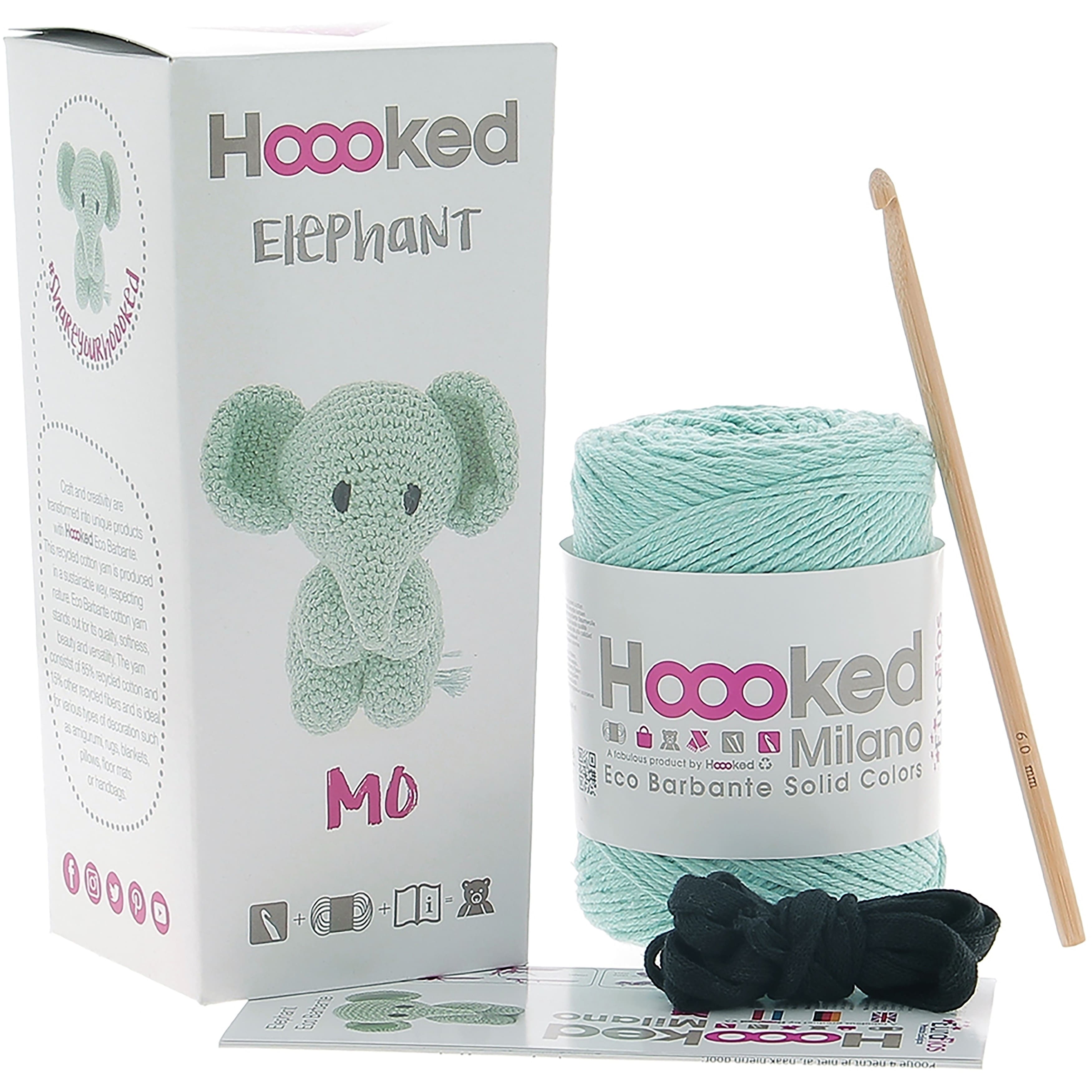 Hoooked DIY Mo the Elephant Eco Barbante Crochet Kit