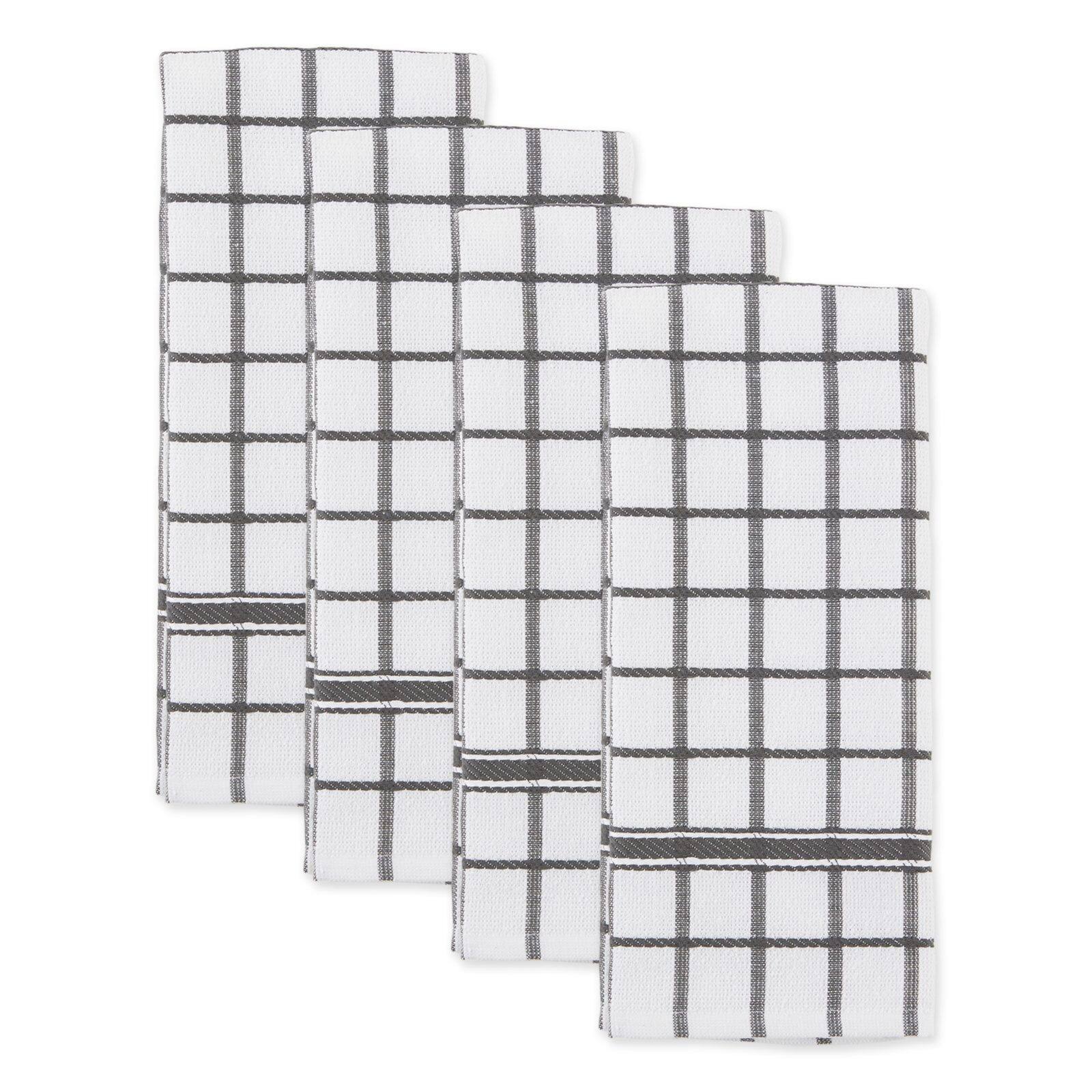 DII® Mineral Gray Windowpane Terry Dishtowels, 4ct.
