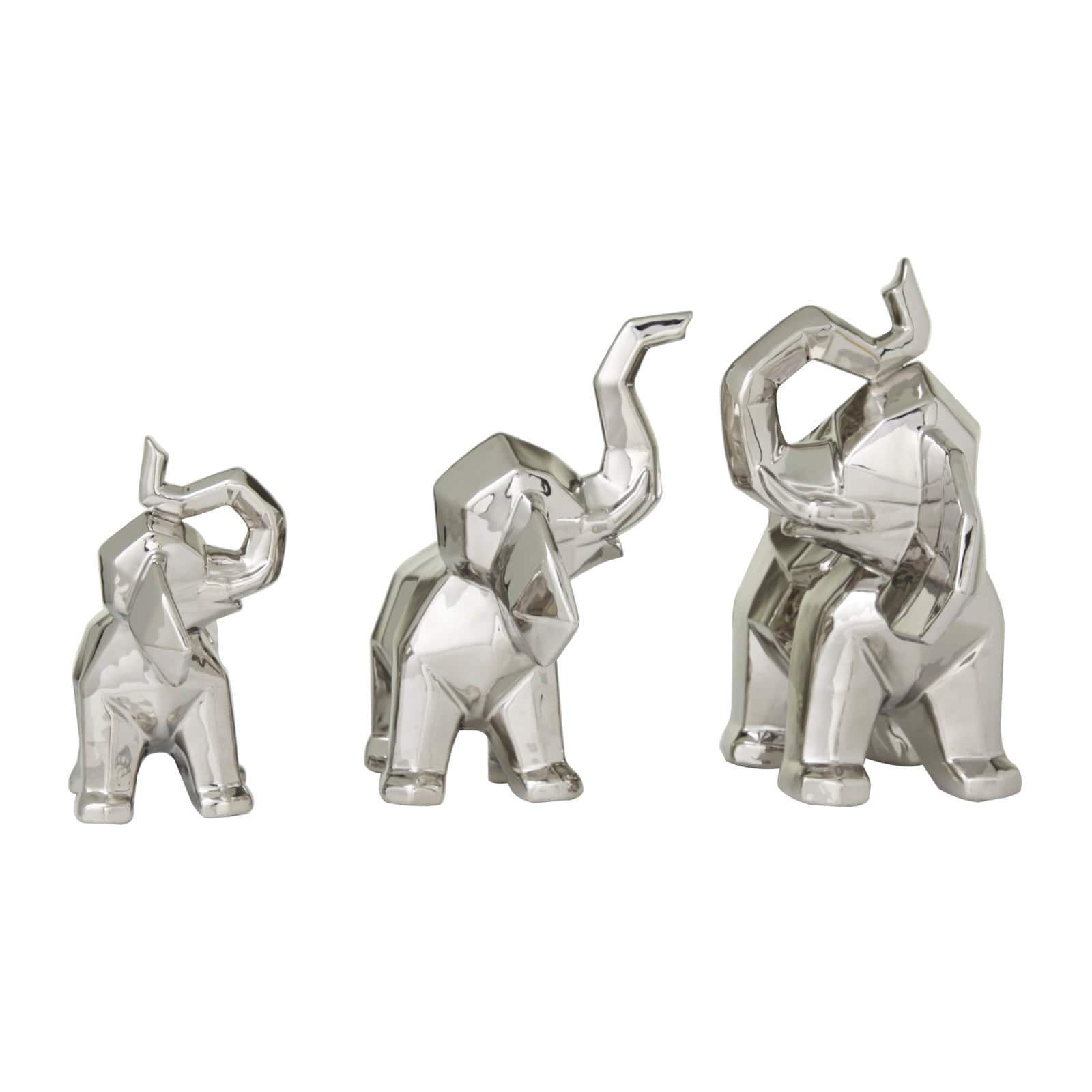 Silver Contemporary Elephant Sculpture Set