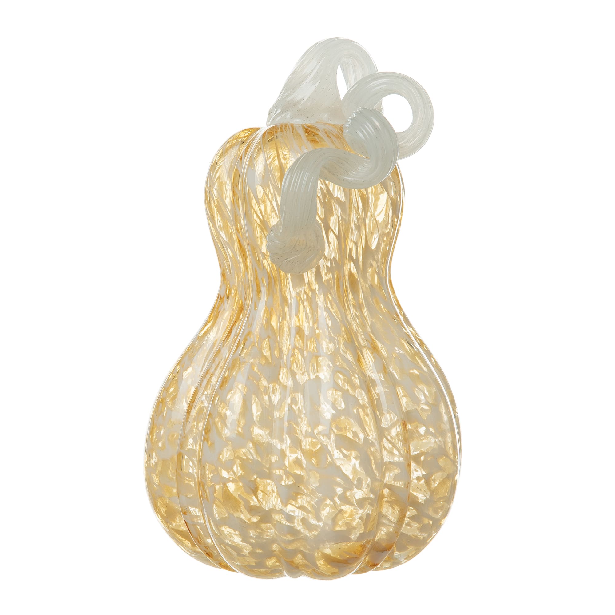 Glitzhome&#xAE; 8.5&#x22; Fall Amber Dots Glass Gourd