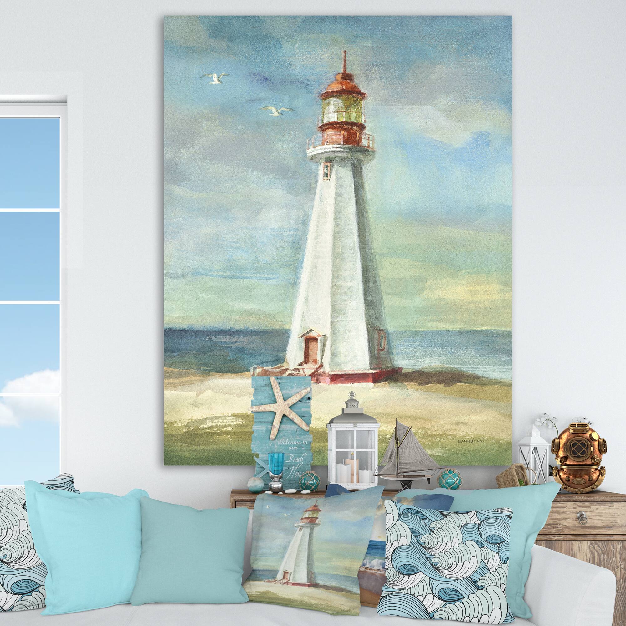 Designart - Nautical Lighthouse III - Nautical & Beach Canvas Art