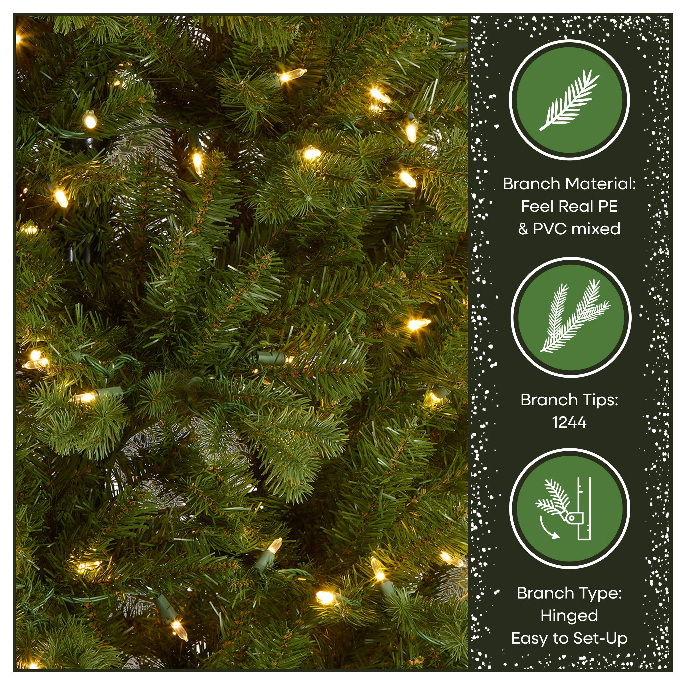 7.5ft. Pre-Lit Northern Spruce Memory-Shape® Artificial Christmas Tree, Dual Color® LED Lights and Music Match®