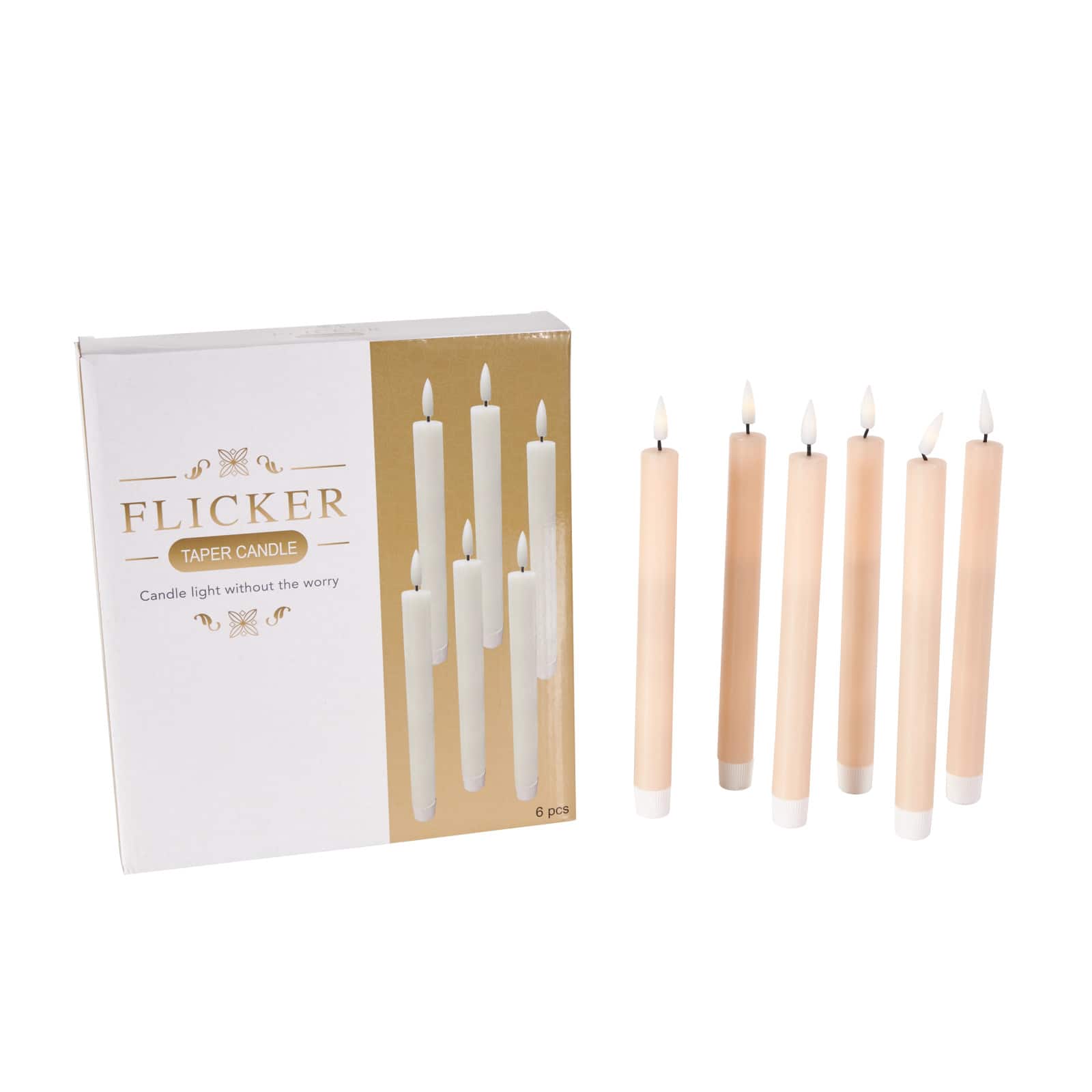 10" Flameless Wax Candles with Remote Control, 6ct.