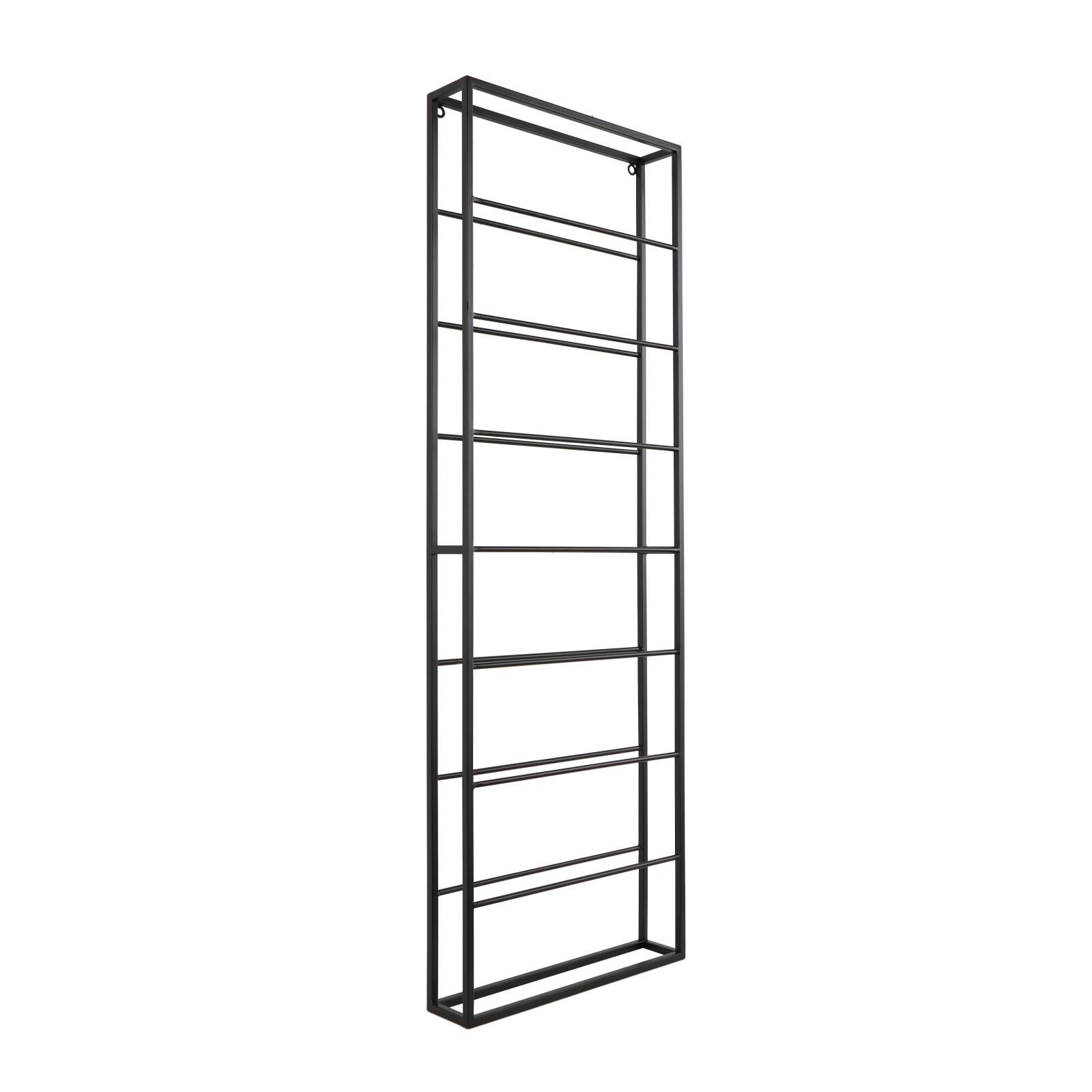 Black Metal Minimalistic 8 Bottle Wall Wine Rack with Open Style Frame