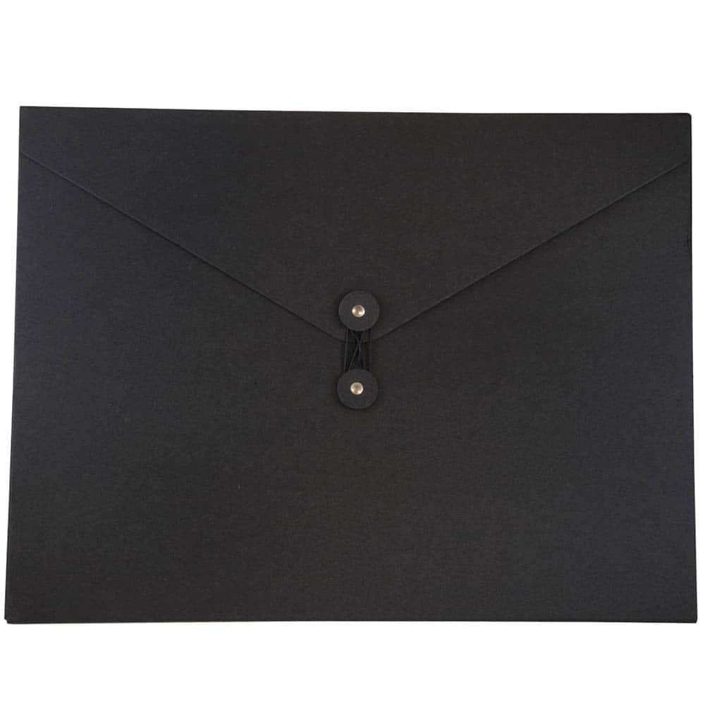 JAM Paper Black Kraft Portfolio with Button and String Closure 12.5" x 16.5"