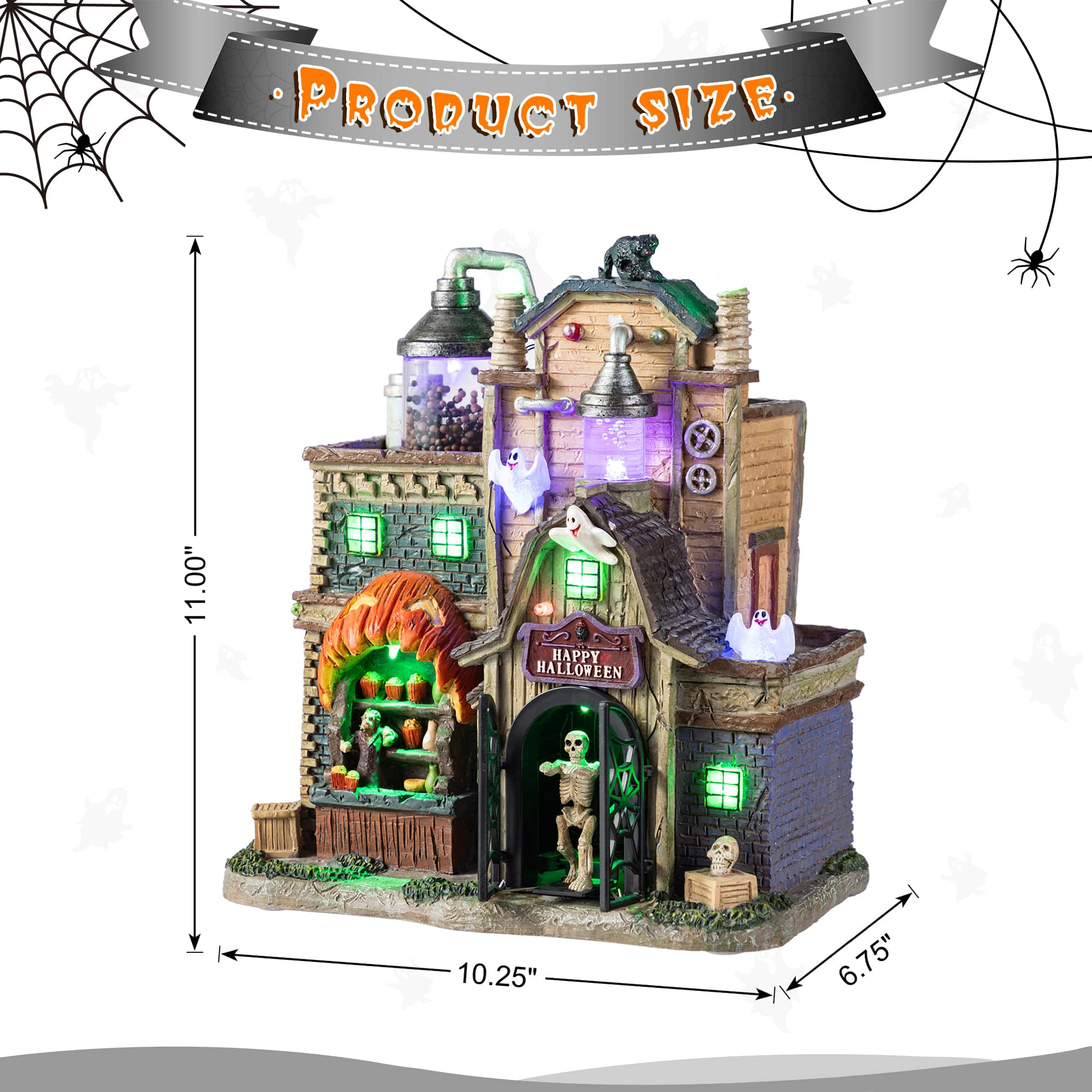 Glitzhome&#xAE; 11&#x22;H Lighted Resin Halloween Haunted House Village
