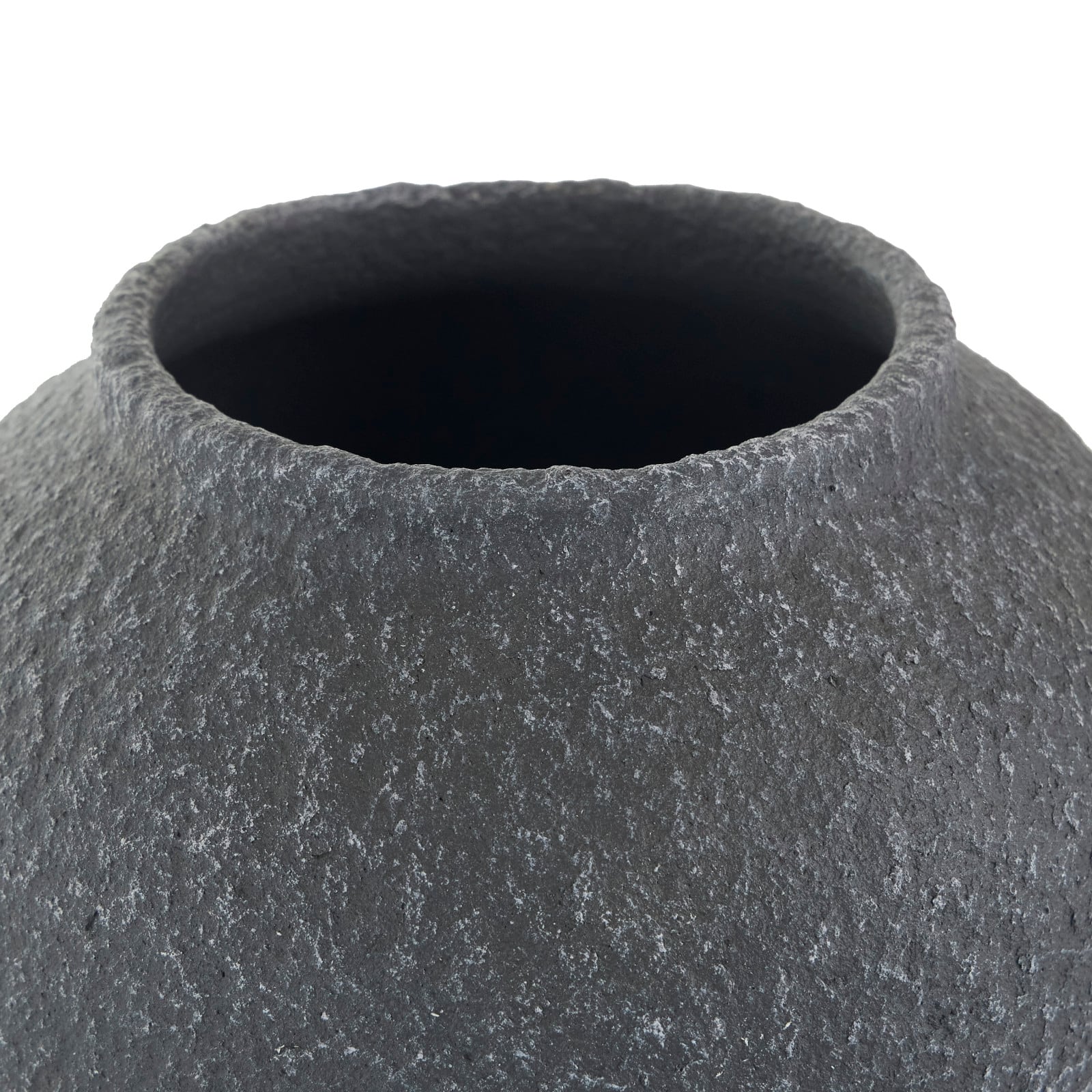 15&#x22; Black Ceramic Whitewashed Textured Vase