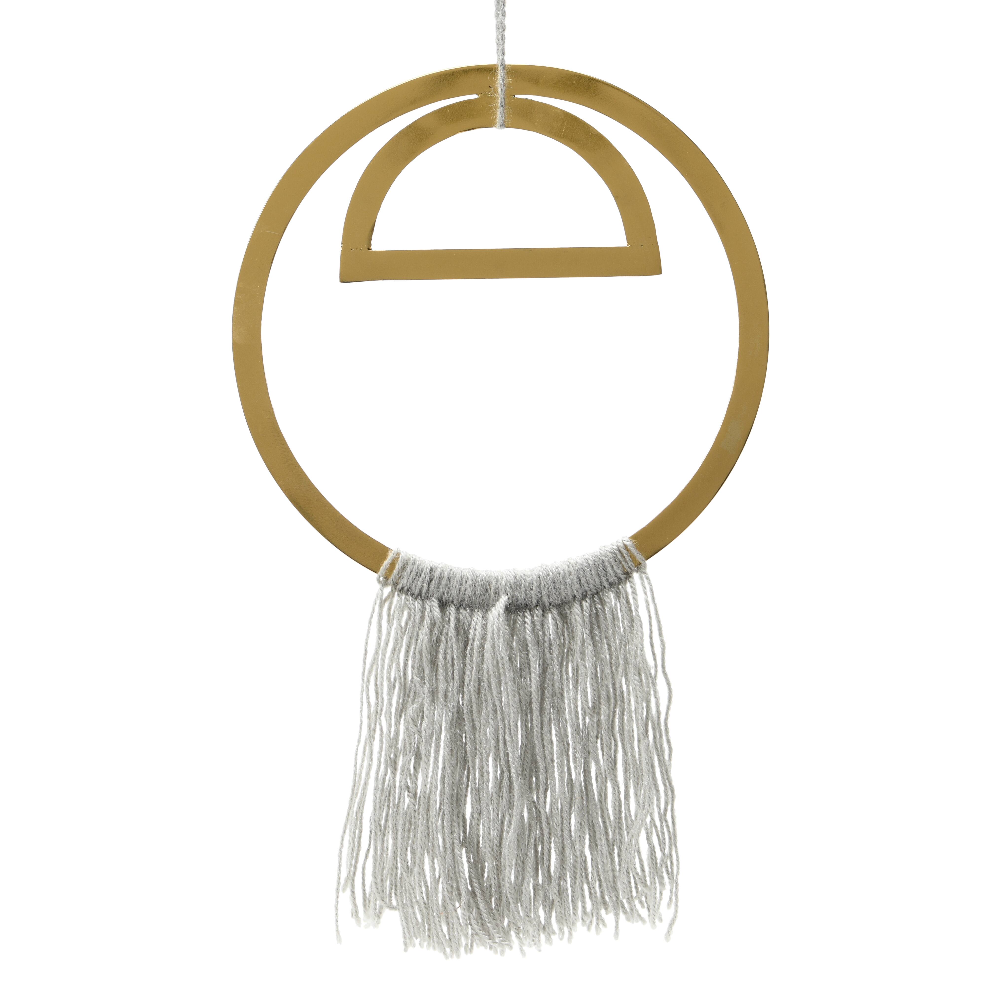 Hello Honey® Gold Round Metal Wall Hanging with Tassel