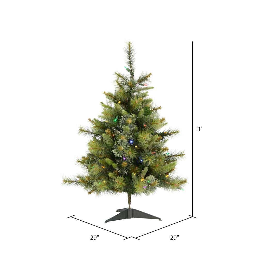 3ft. Pre-Lit Cashmere Pine Artificial Christmas Tree, Multi-Colored LED Lights