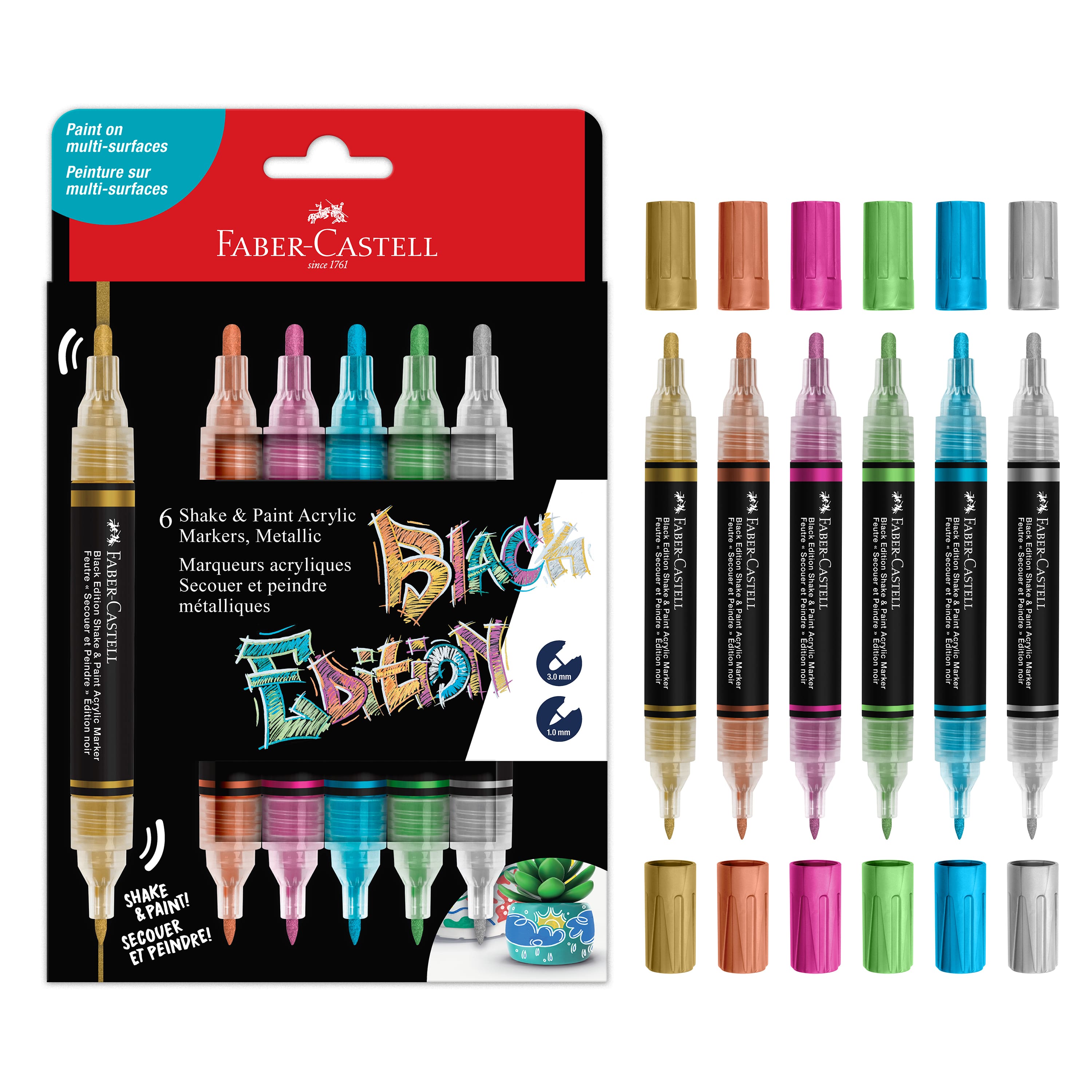 Faber-Castell® Black Edition Metallic Colors Shake & Paint Markers