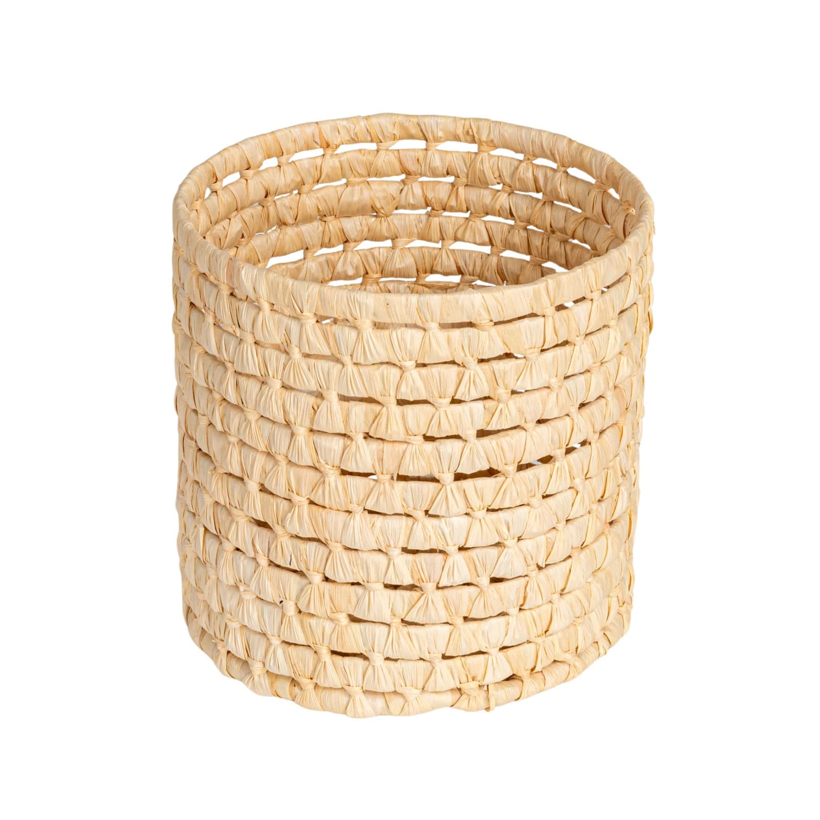 Household Essentials 9.75&#x22; Natural Handwoven Corn Leaf Waste Basket