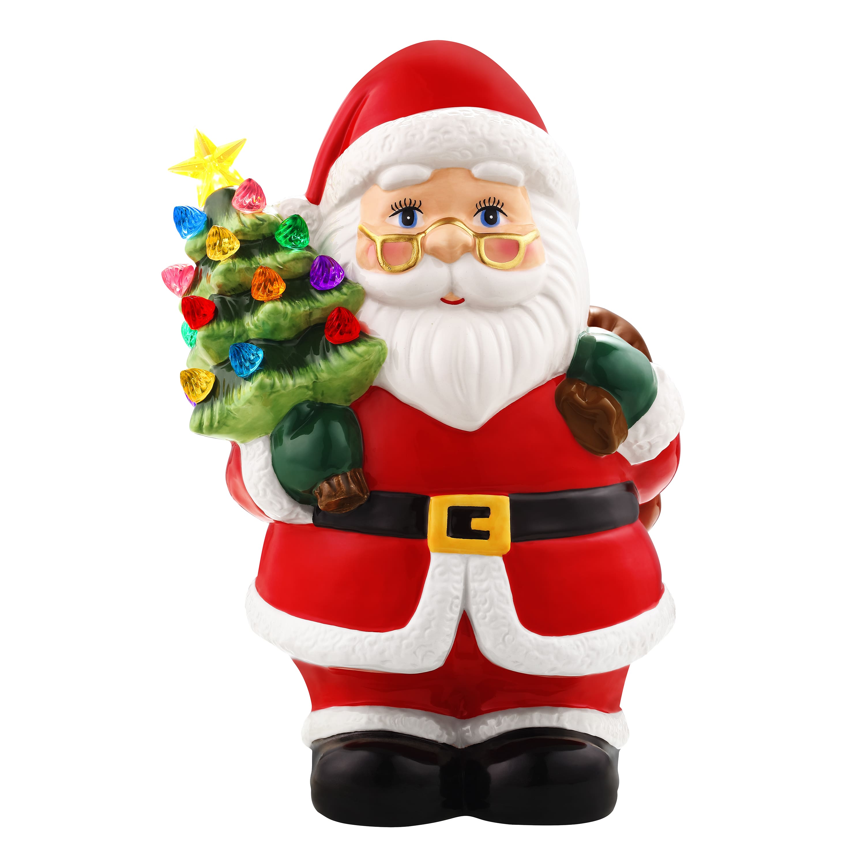 12" Santa Lit Nostalgic Ceramic Figure 