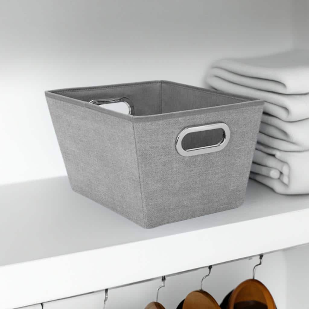 Simplify Medium Heather Gray Grommet Storage Bin