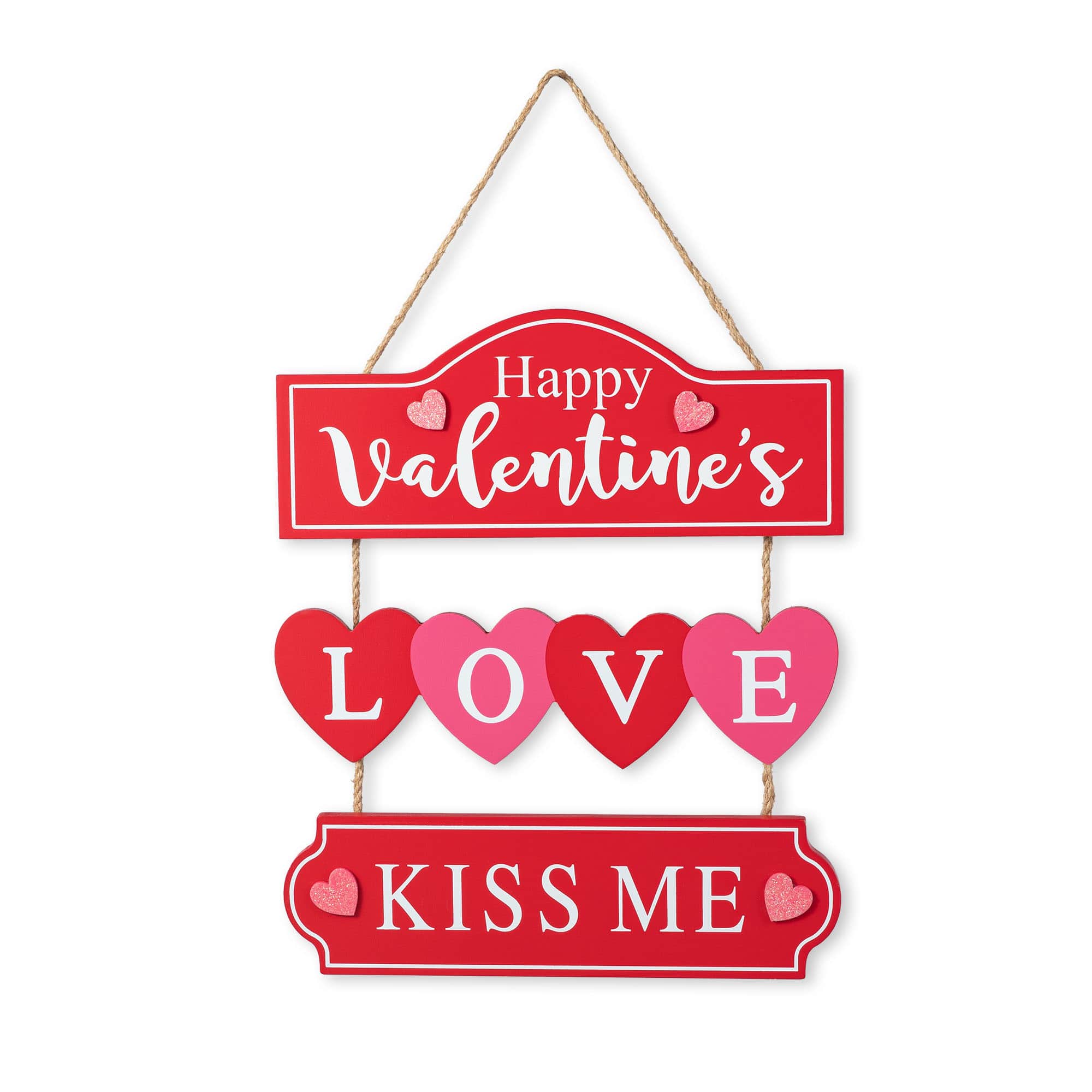 Glitzhome&#xAE; 13.5&#x22; Valentine&#x27;s Wooden Love Door Hanger